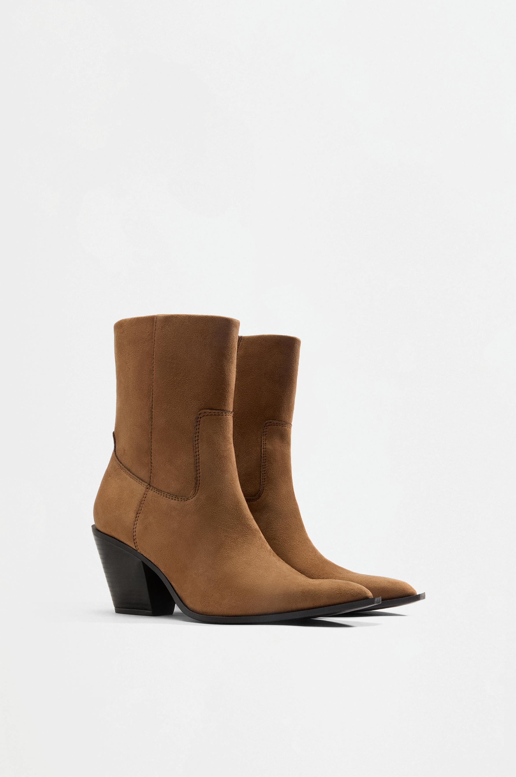 Faux suede ankle boots — LEATHER