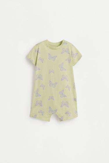 Short printed sleepsuit — PALE KHAKI 1