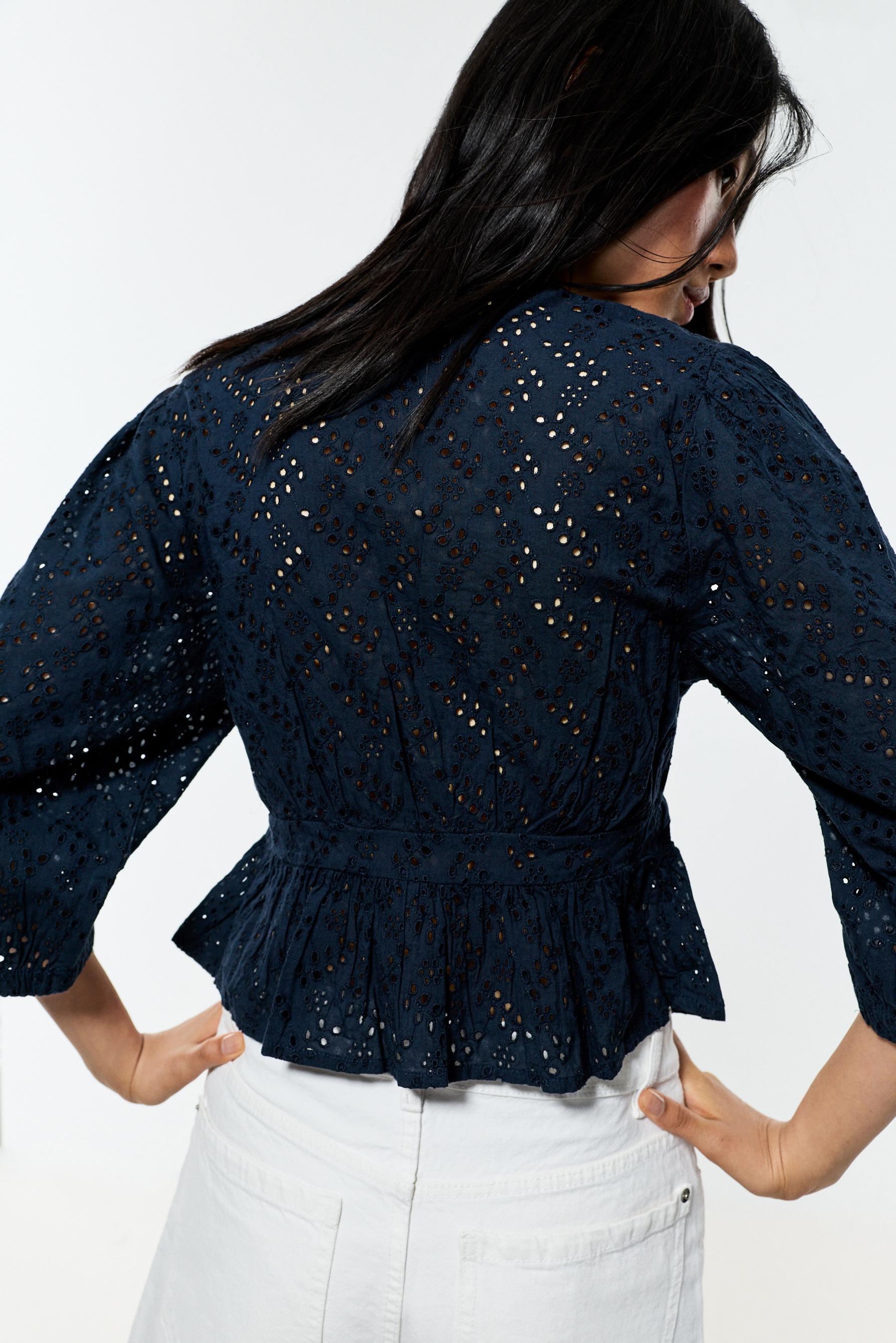Swiss embroidery shirt — BLUE