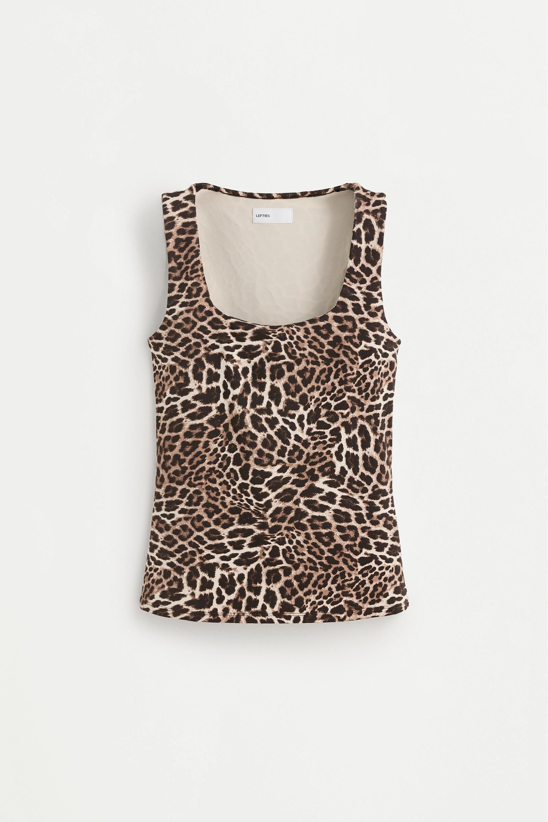 Polyamide T-shirt with wide straps — LEOPARD PRINT