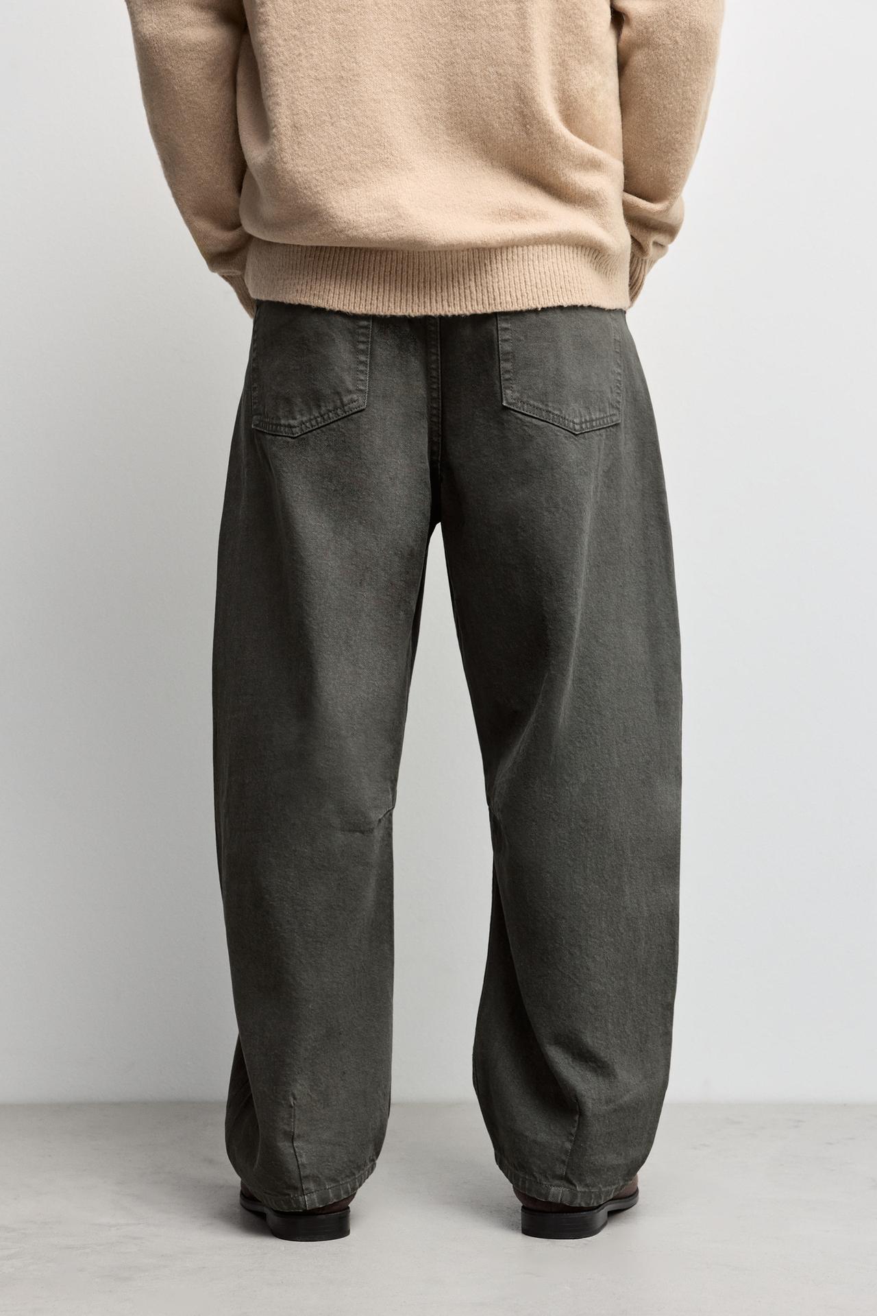 Belted barrel leg jeans — MINK