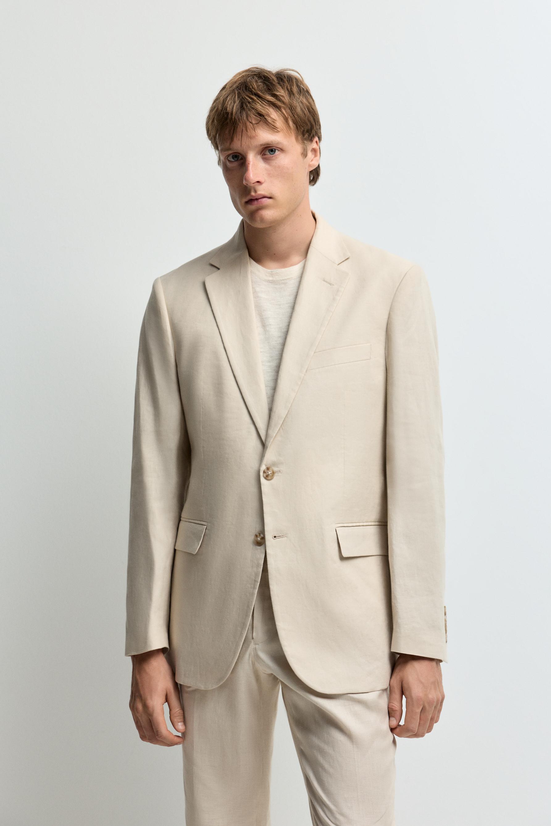 100% linen suit blazer — ECRU