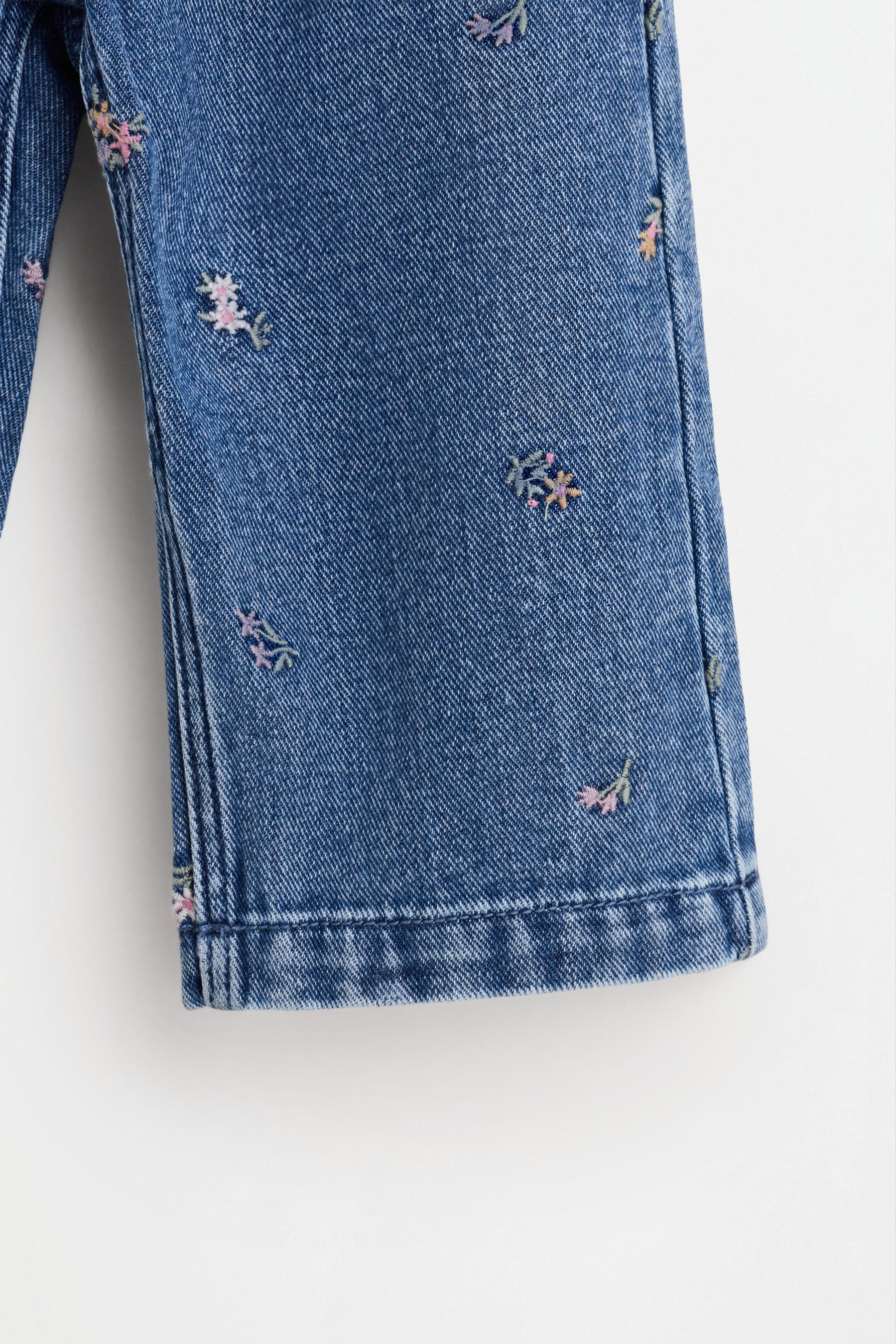 Embroidered wide-leg jeans — FADED BLUE