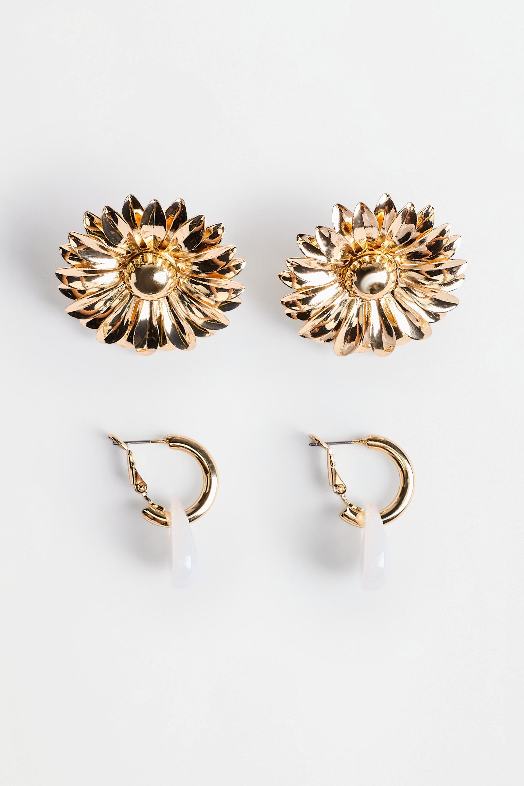 Flower and hoop earring 2-pack — GOLD