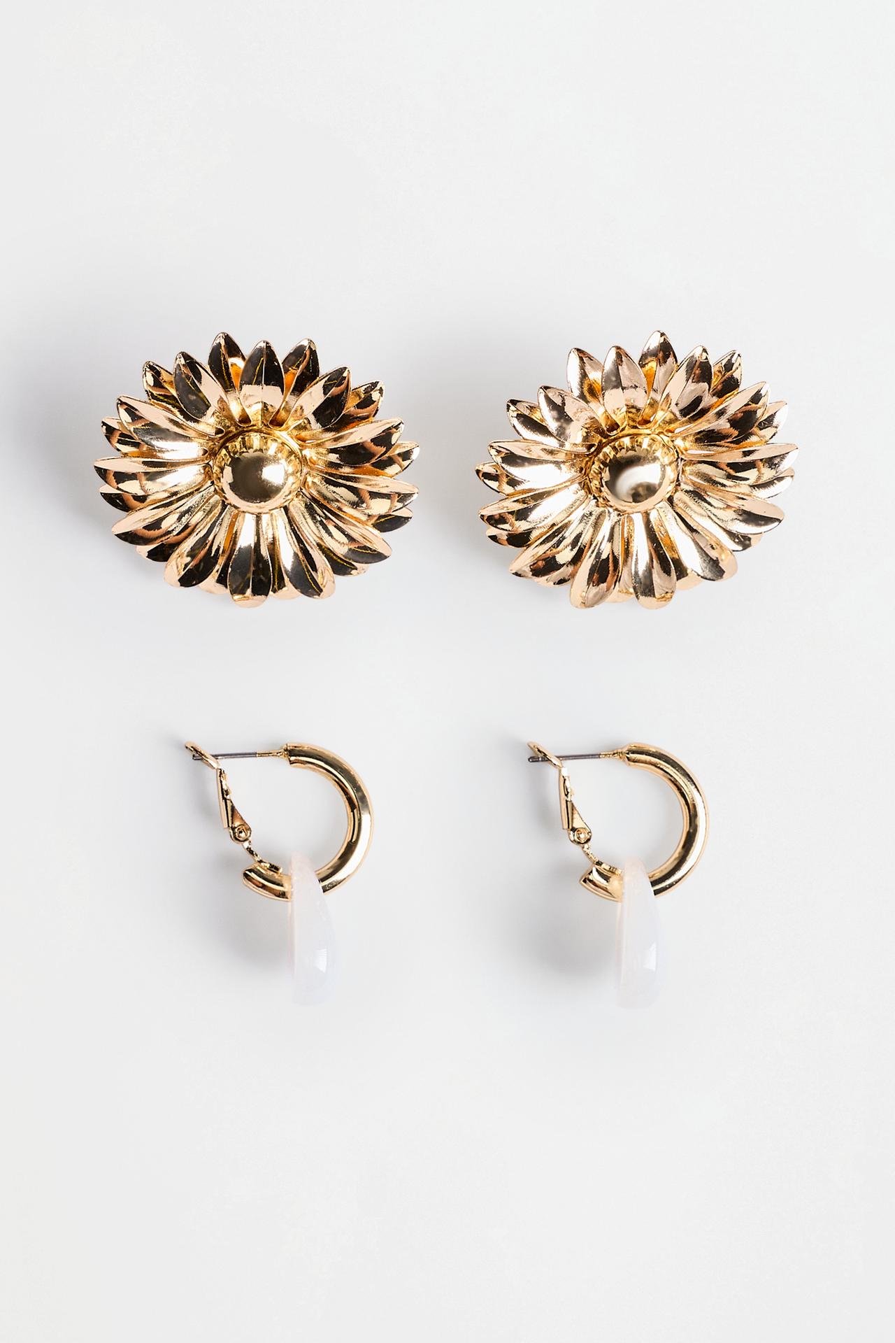 Flower and hoop earring 2-pack — GOLD