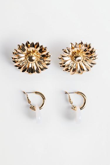 Flower and hoop earring 2-pack — GOLD 3