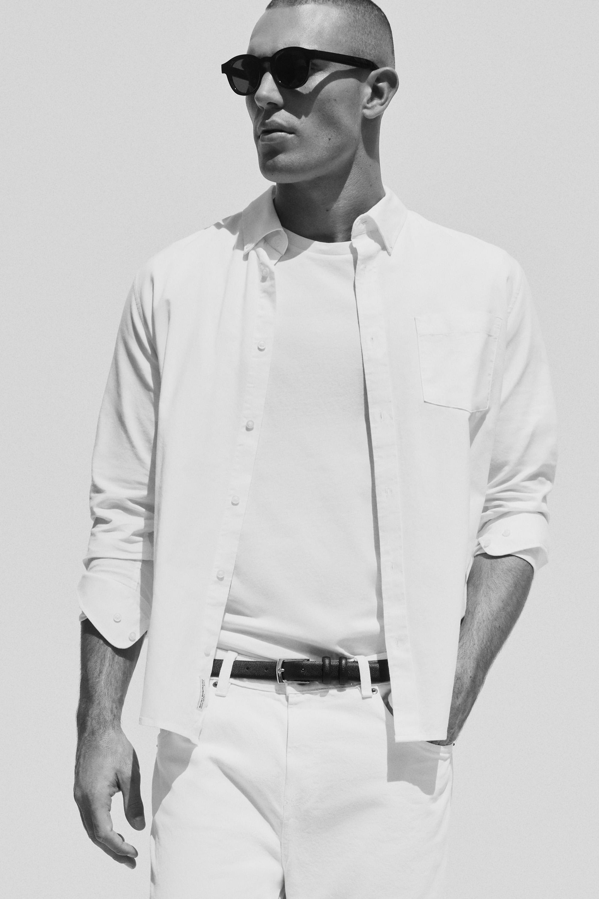100% linen shirt — WHITE