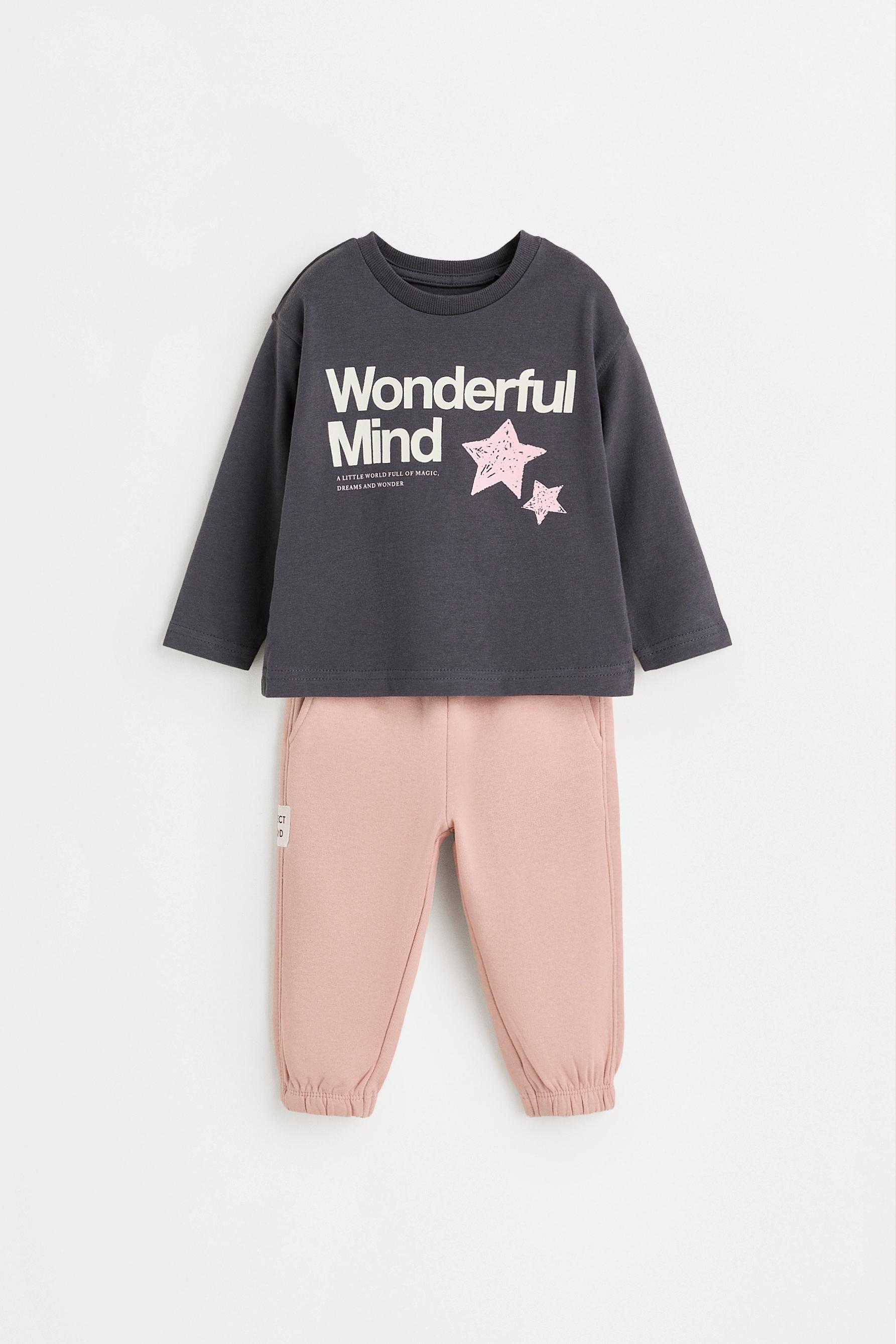 5-pack of mixed T-shirt and fleece jogger sets — PALE PINK