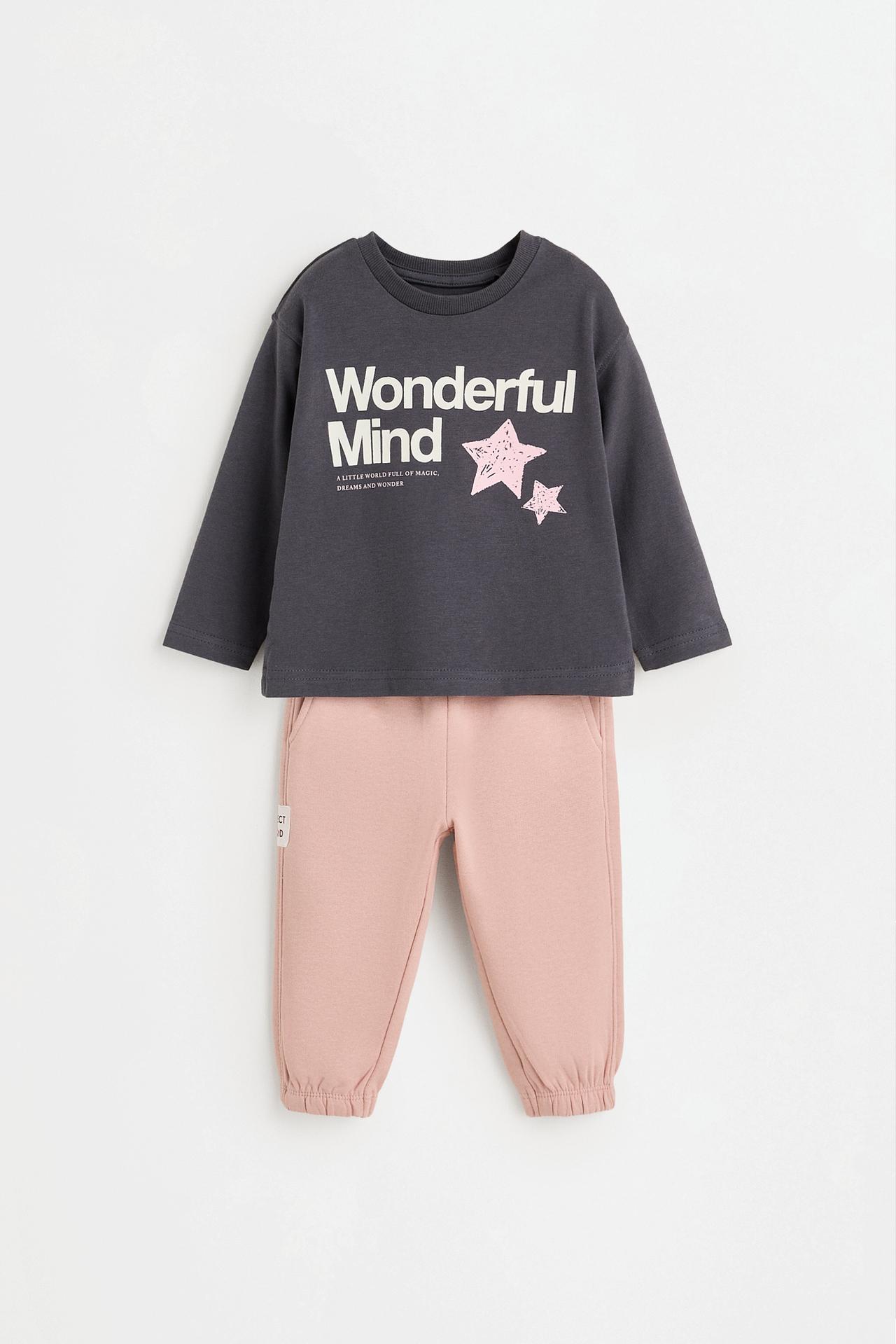 5-pack of mixed T-shirt and fleece jogger sets — PALE PINK