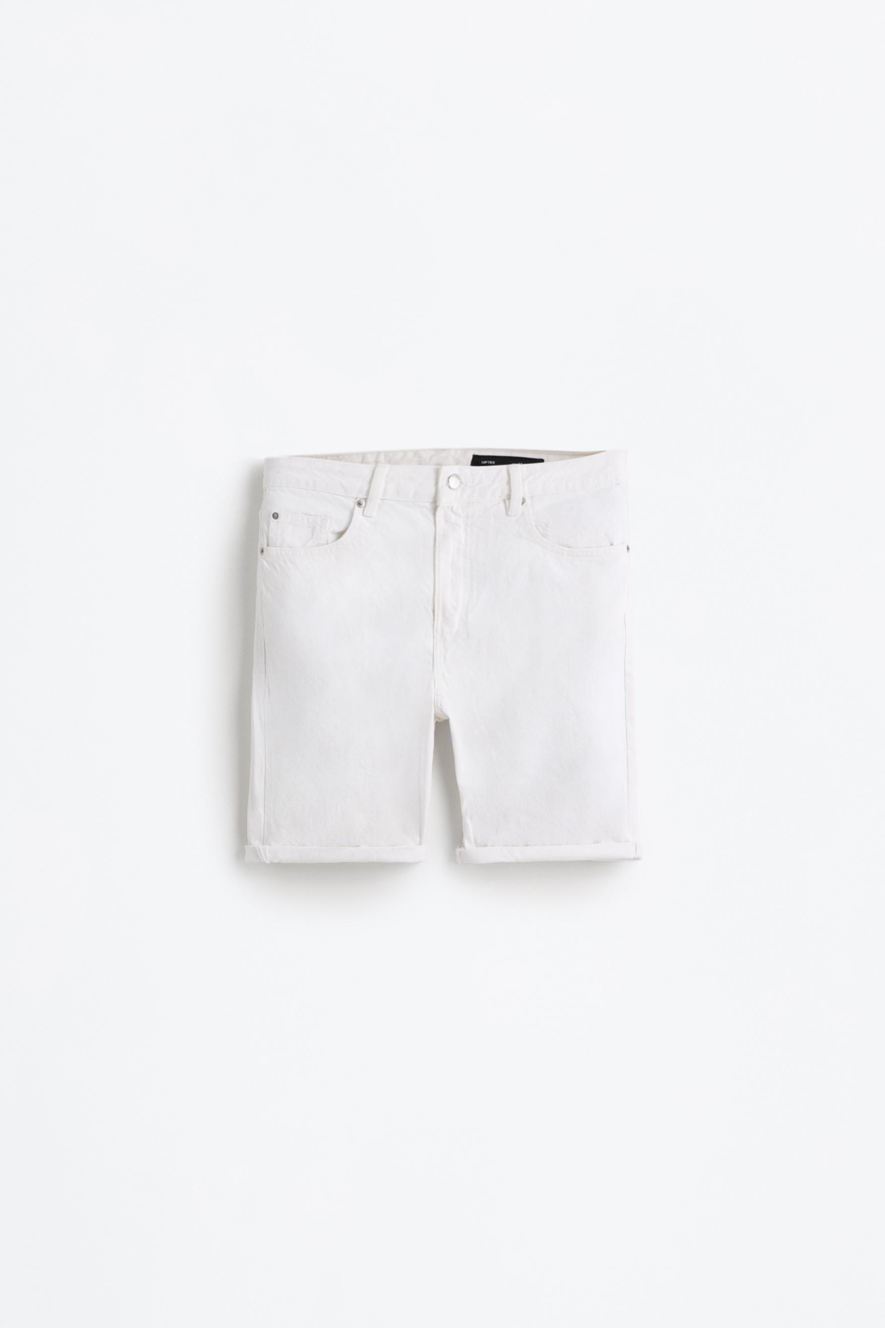 Regular fit denim Bermuda shorts — WHITE