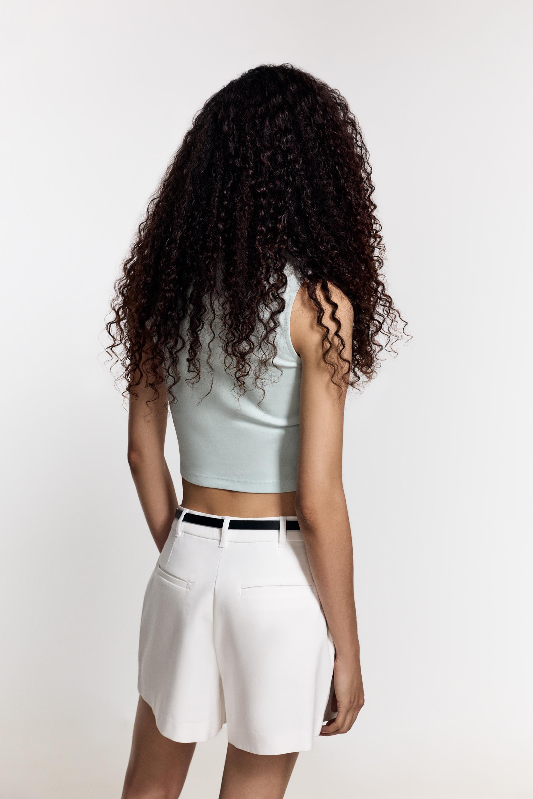 Cropped ribbed T-shirt — PALE MINT GREEN