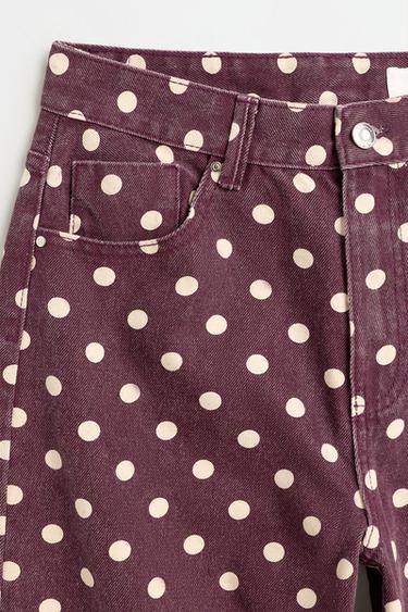 Basic printed culotte jeans — DUSTY PINK 7