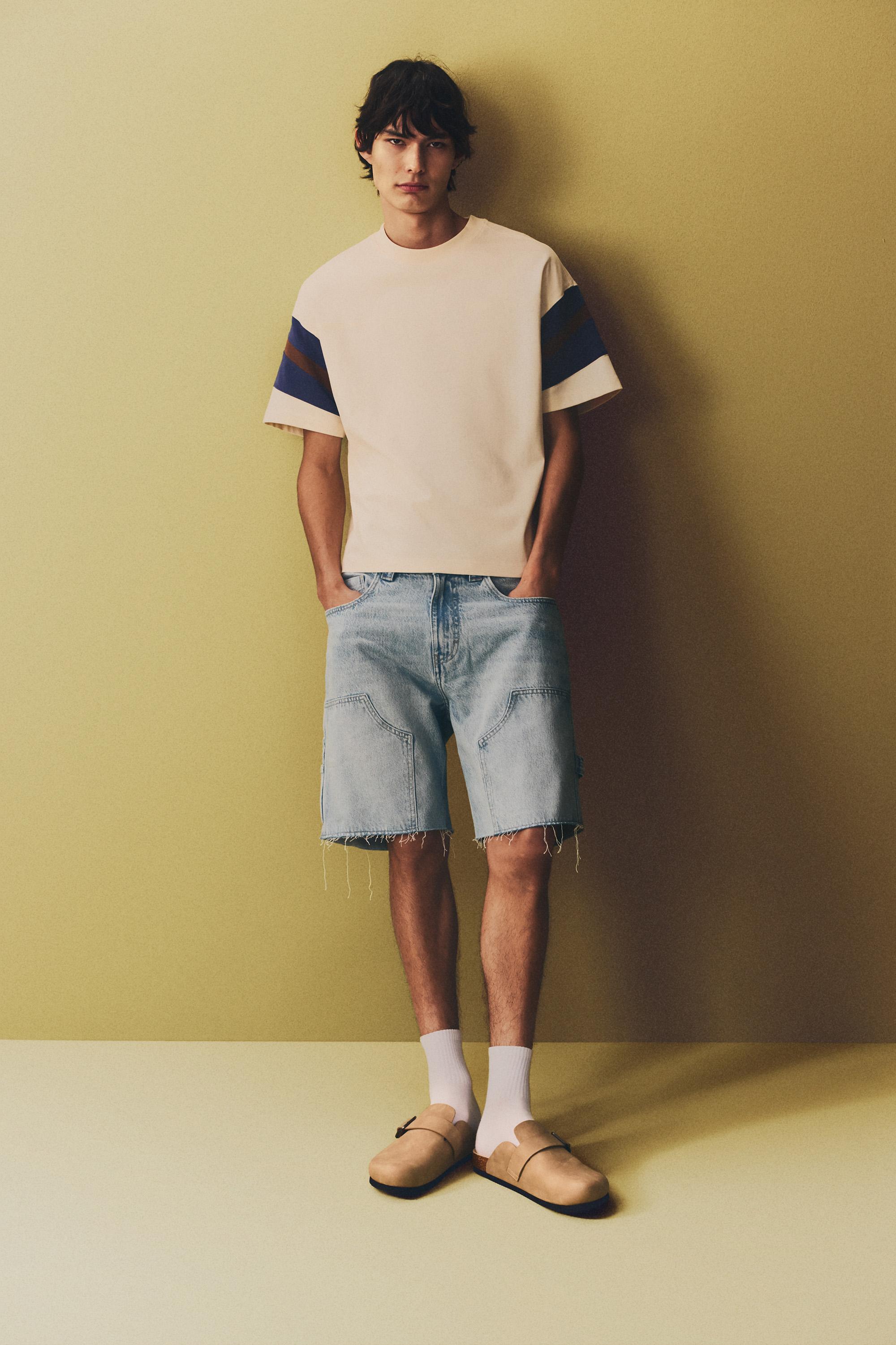 Color block band T-shirt — LIGHT BEIGE