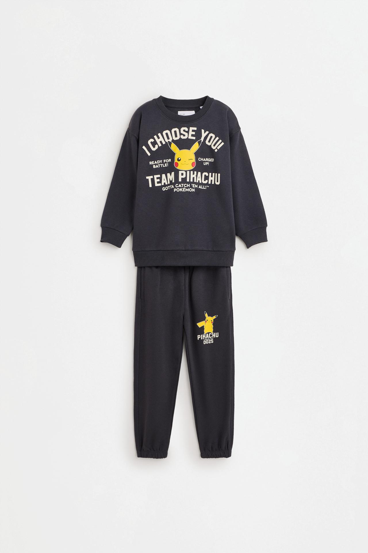 Pikachu Pokémon™ fleece sweatshirt and joggers set — ANTHRACITE GREY