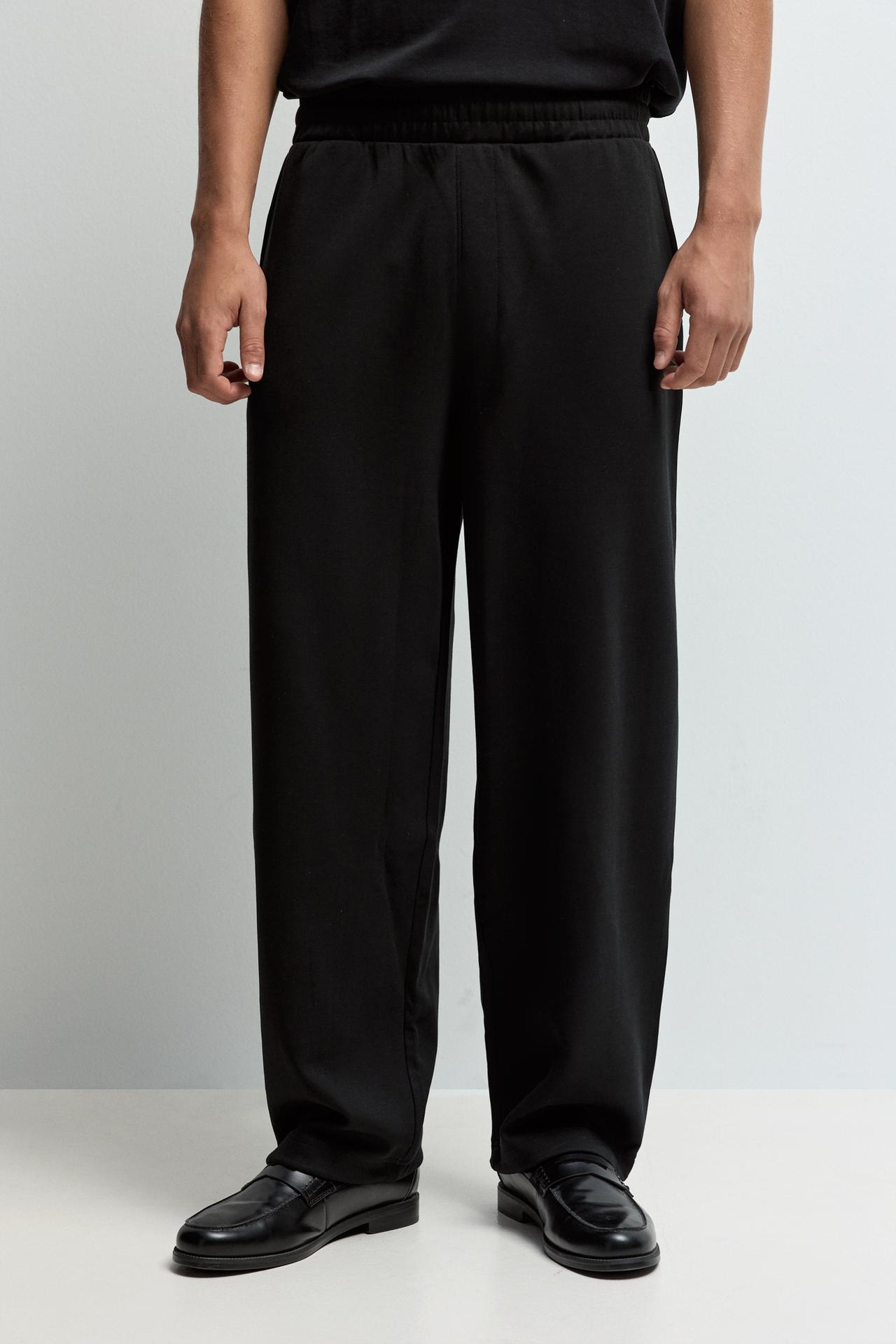 Interlock baggy trousers — BLACK