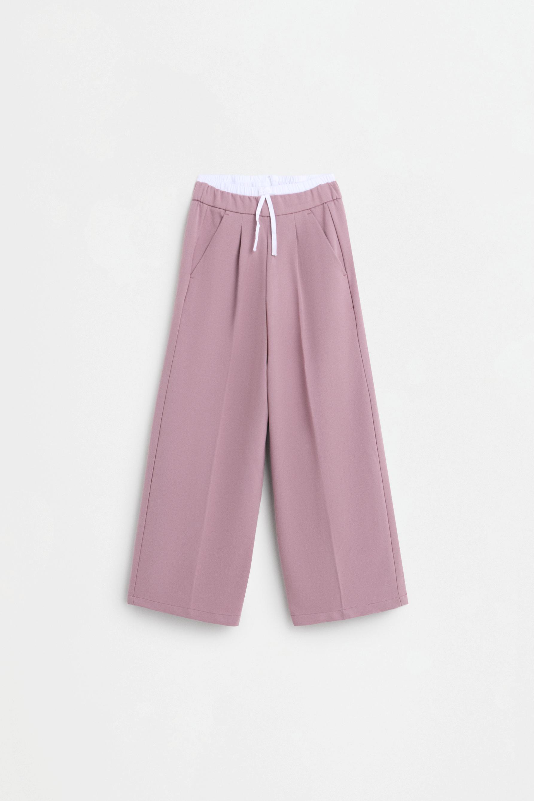 Double waistband wide-leg trousers — PINK