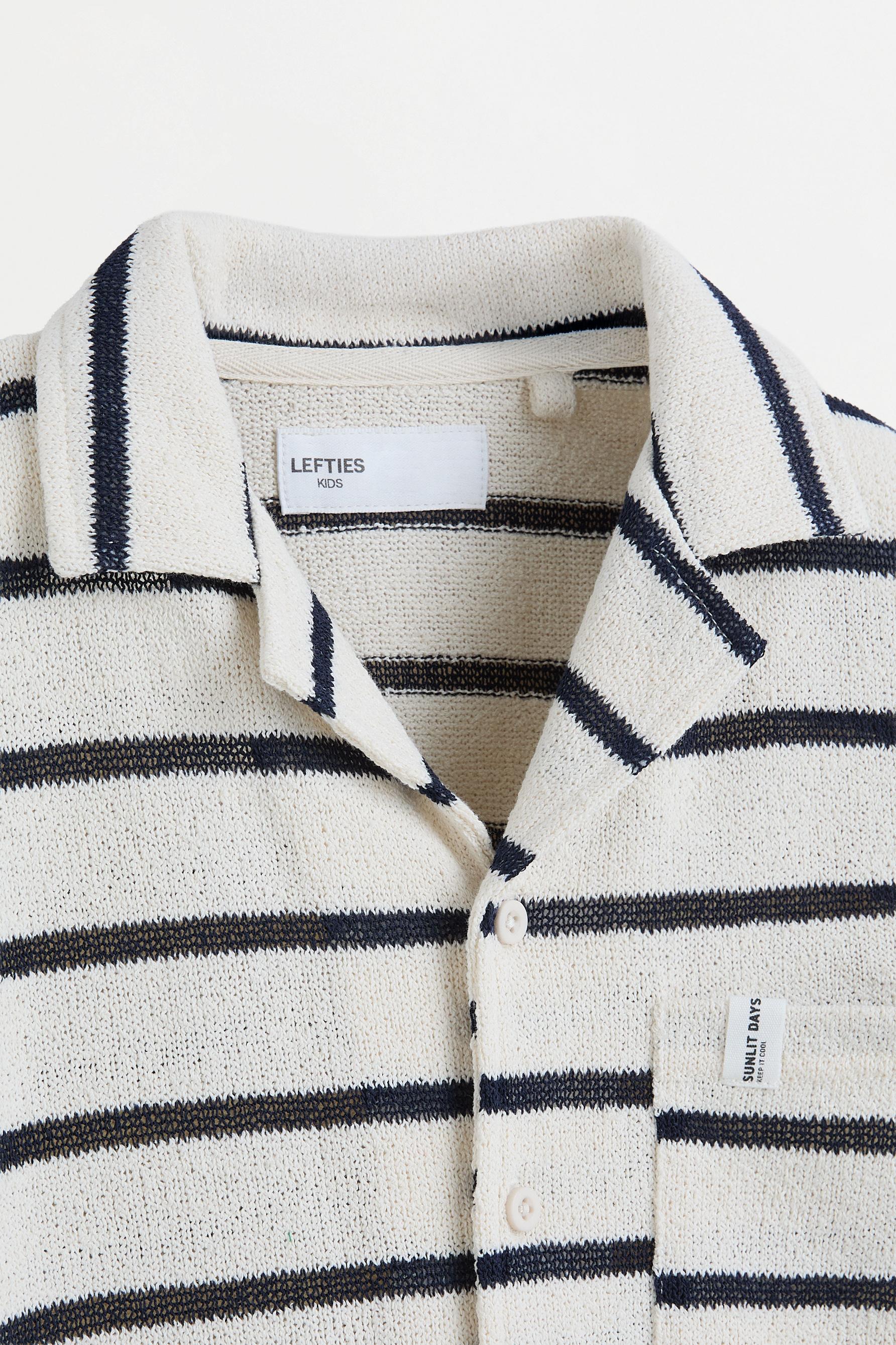 Bias cut striped shirt — ECRU