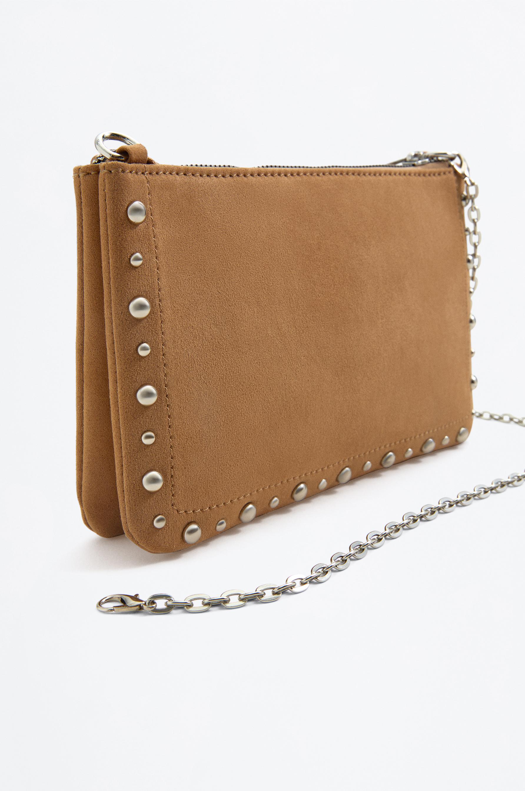 Faux suede crossbody bag — CAMEL