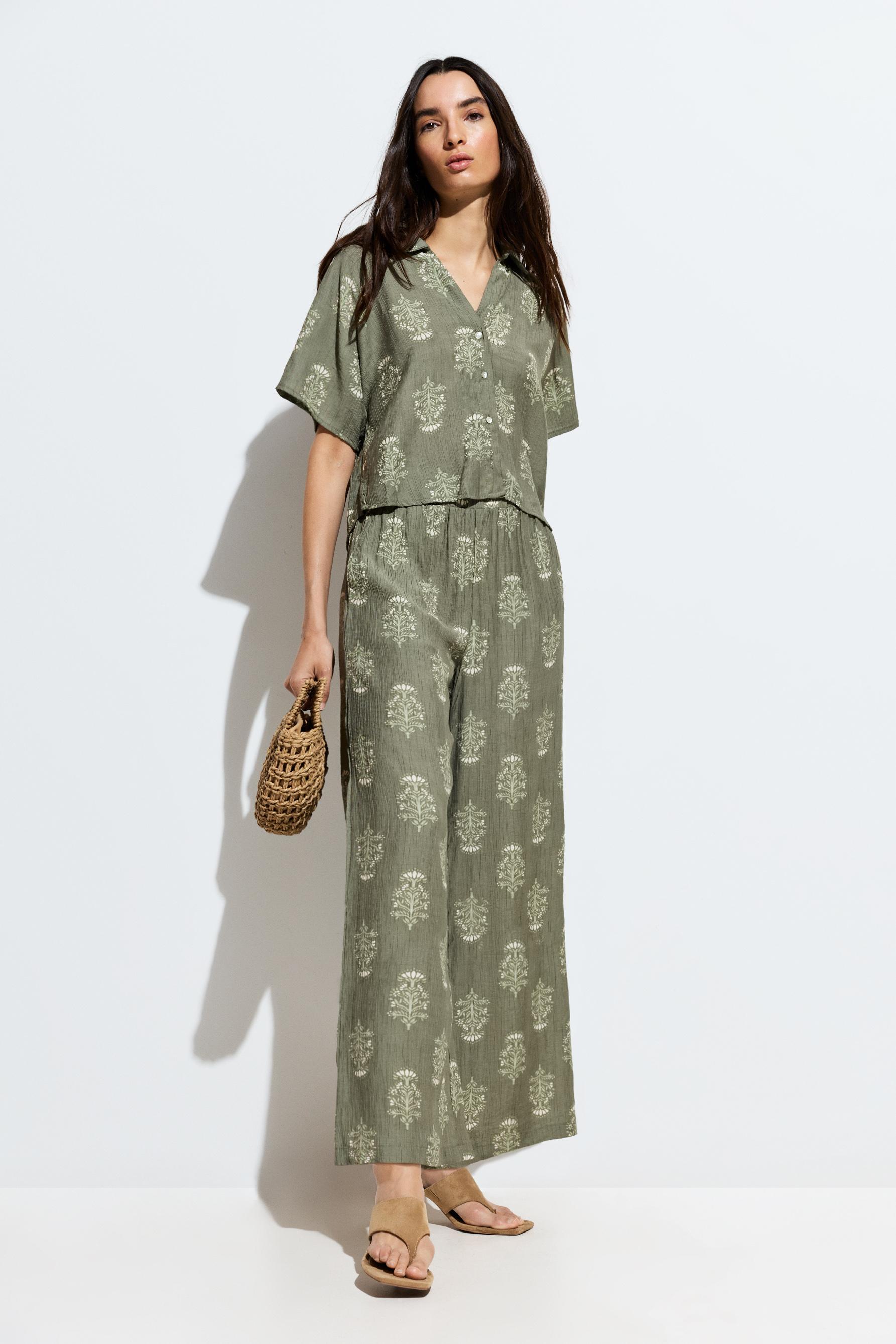 Textured culottes — MEDIUM GREEN