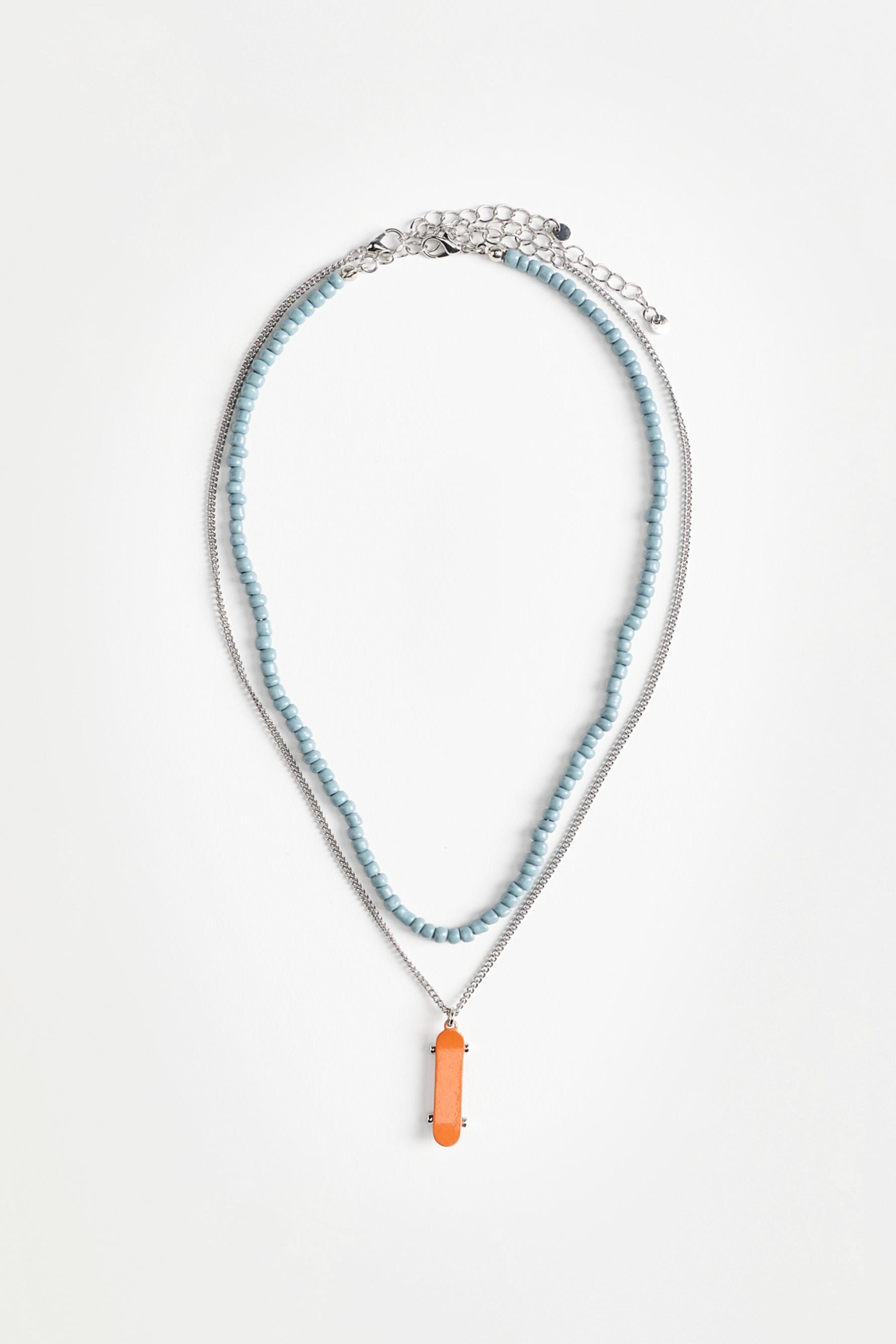 Double skate necklace — BLUE/WHITE