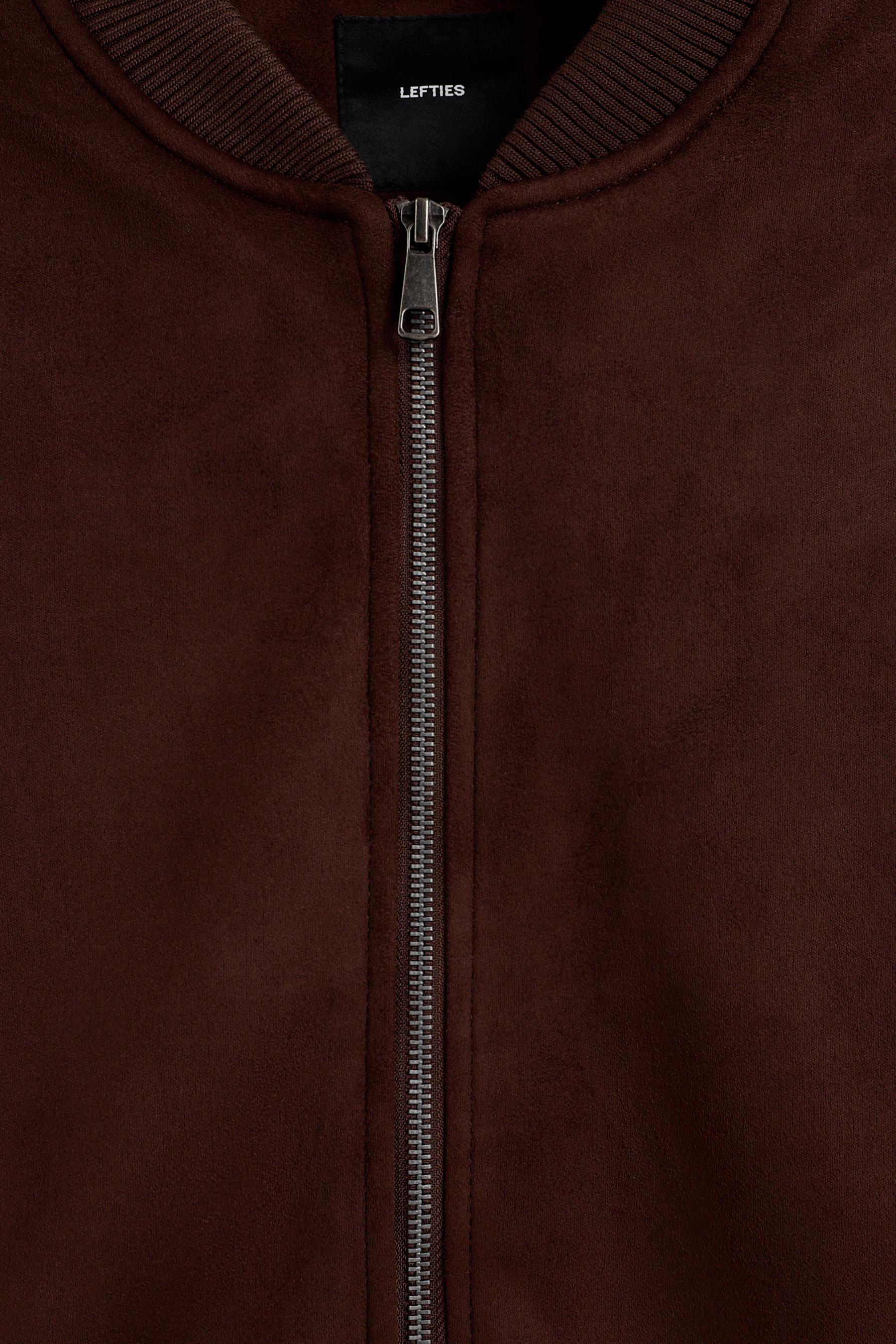 Faux suede bomber jacket — CHOCOLATE