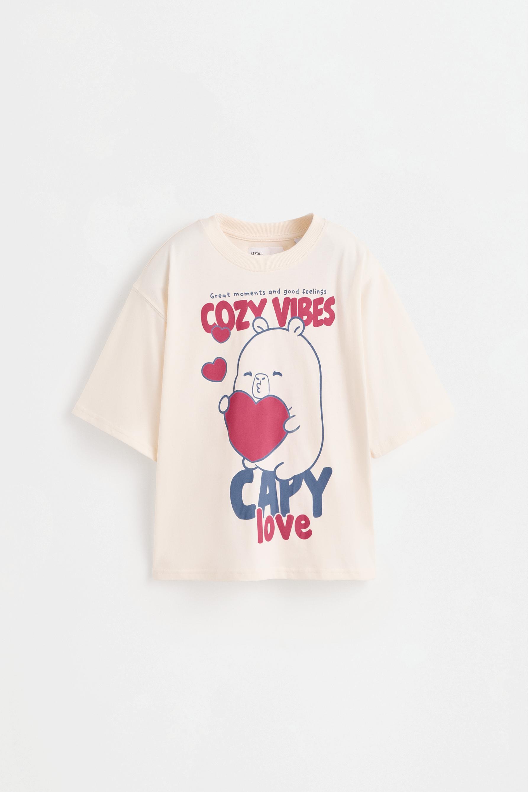 Capybara CAPYFUN© T-shirt and bell bottom leggings co-ord — OFF WHITE