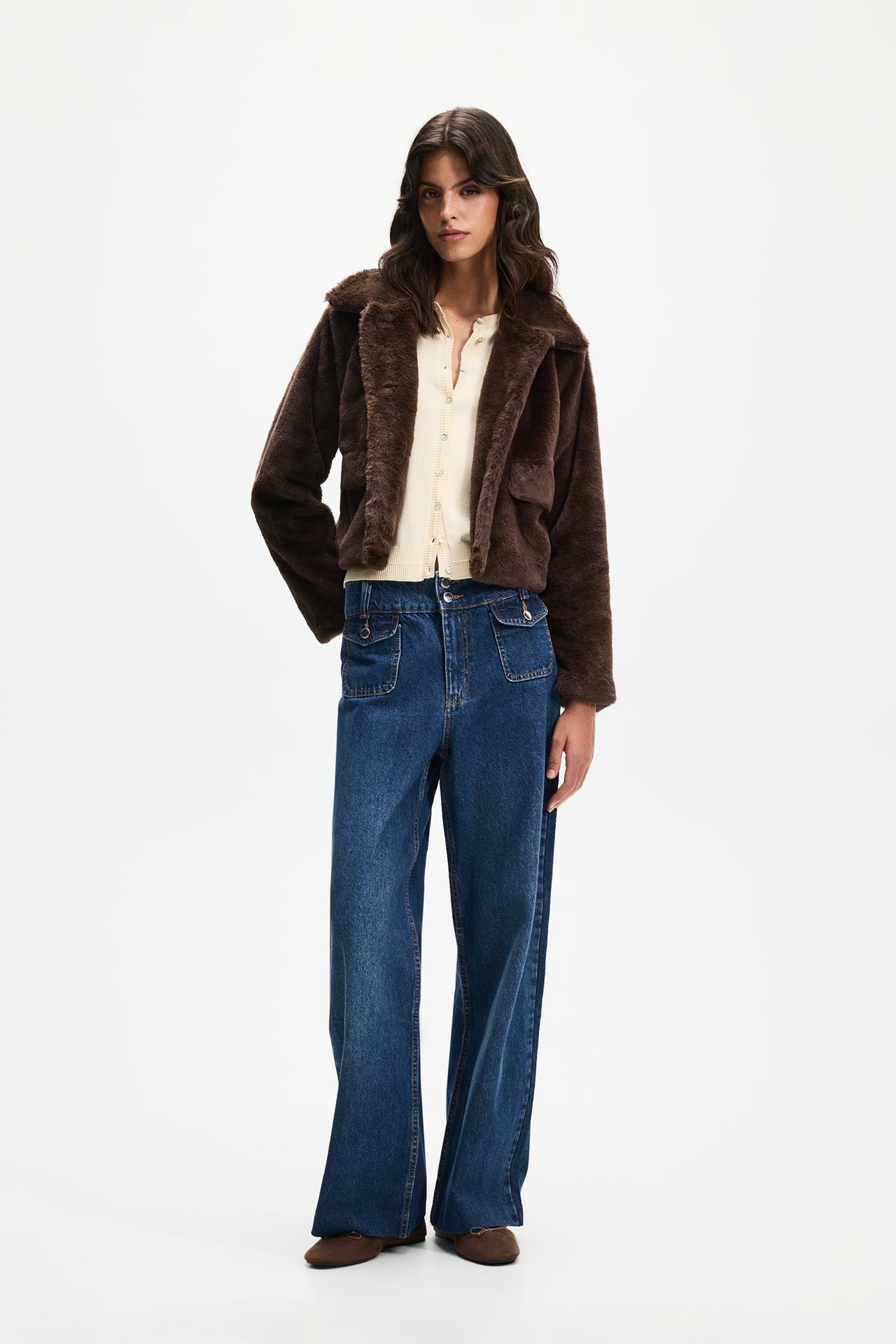 Faux fur jacket — DARK BROWN