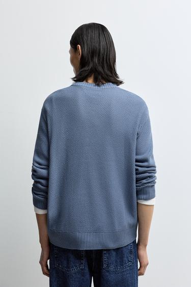 Textured knit sweater — BLUE 4