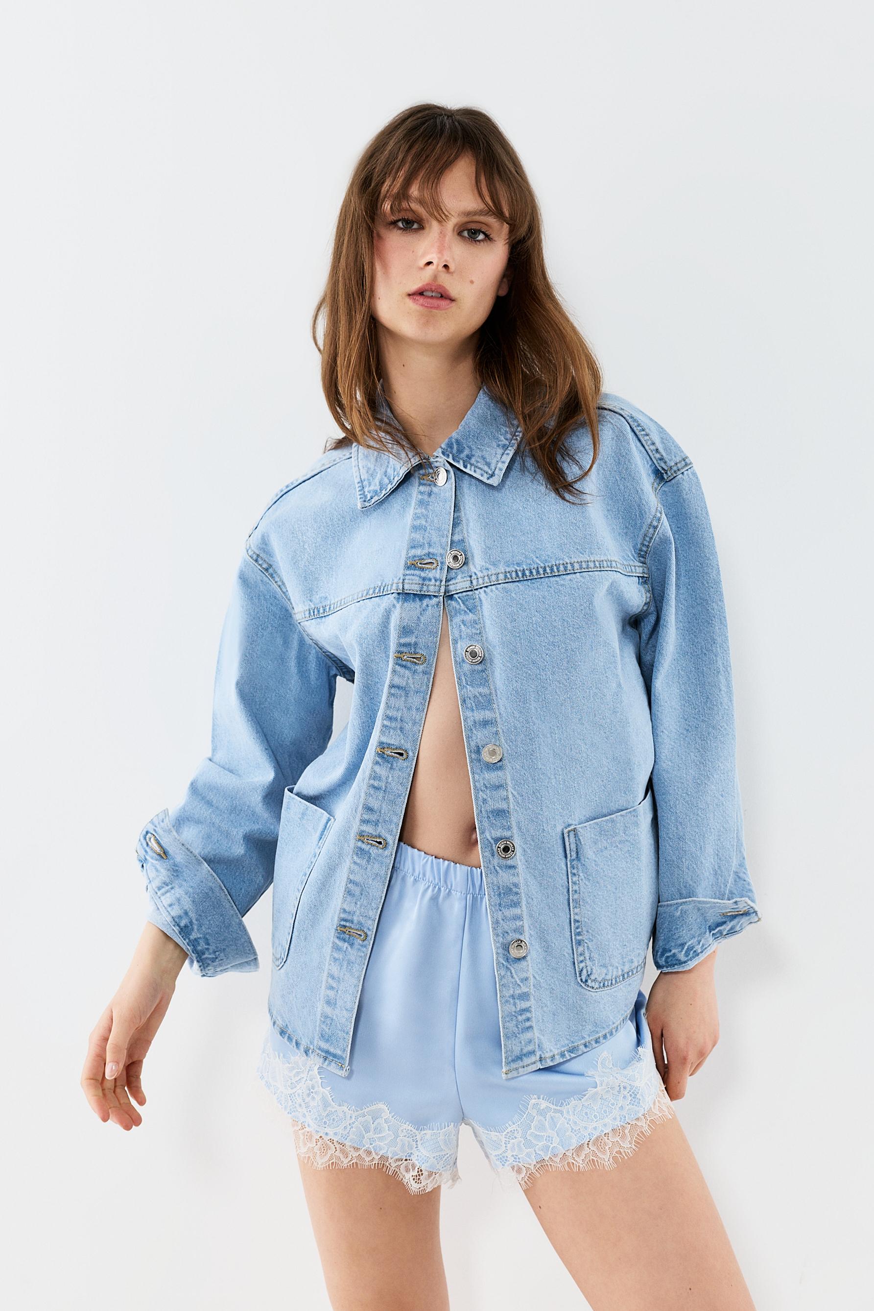Denim overshirt with pockets — PALE BLUE