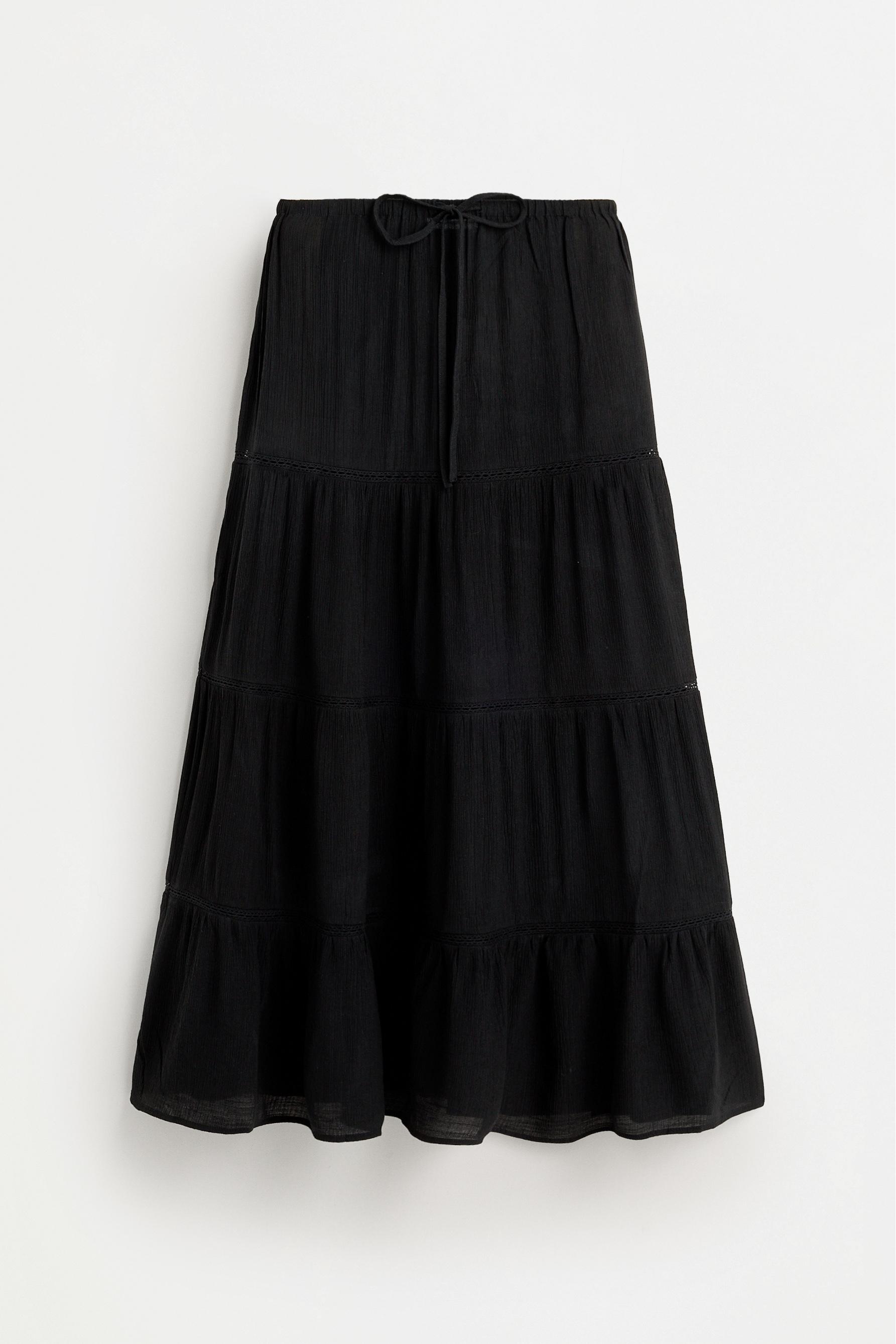 Midi skirt with lace trim — DARK ANTHRACITE GREY