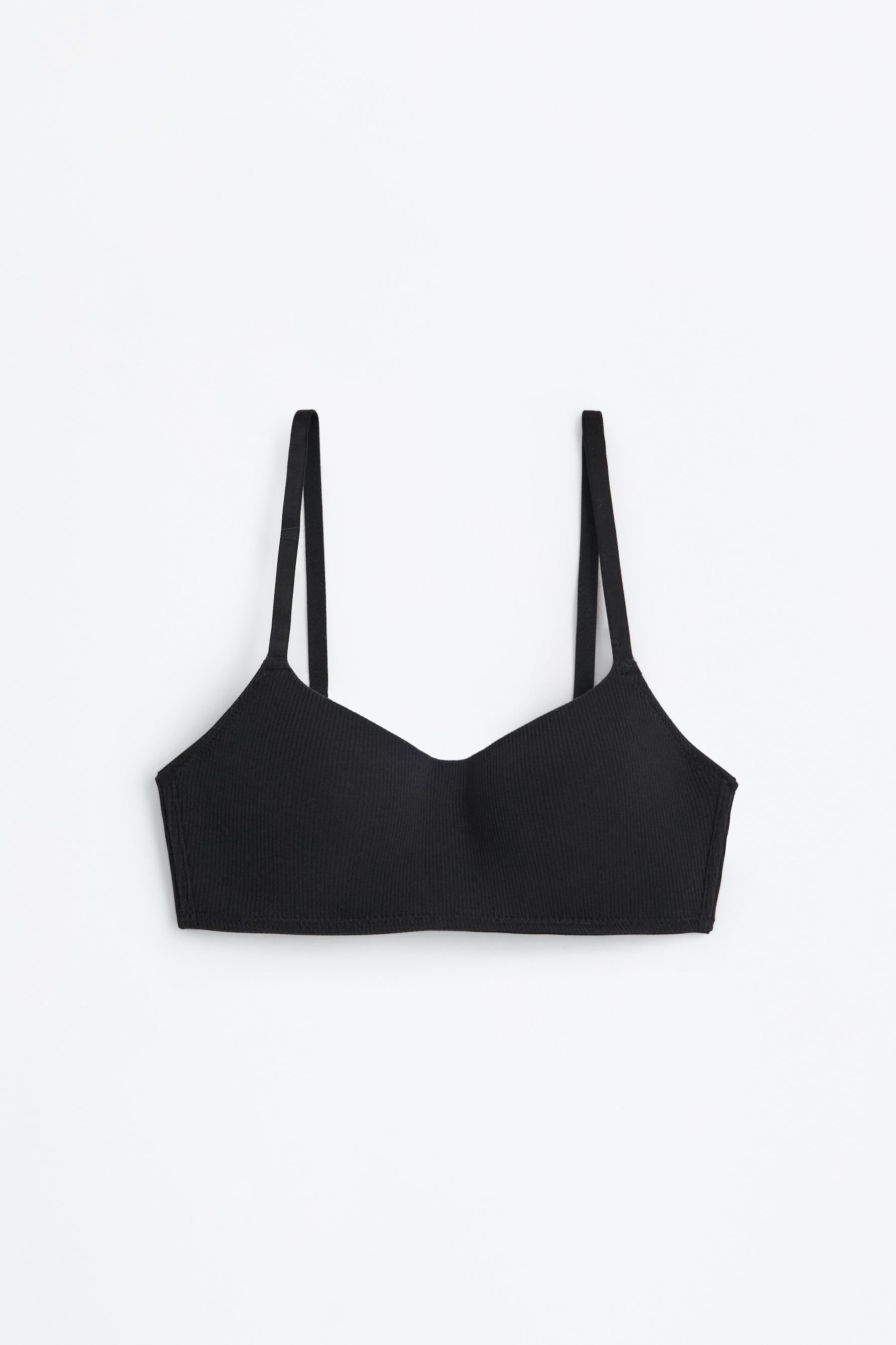 Ribbed pre-shaped bra — BLACK