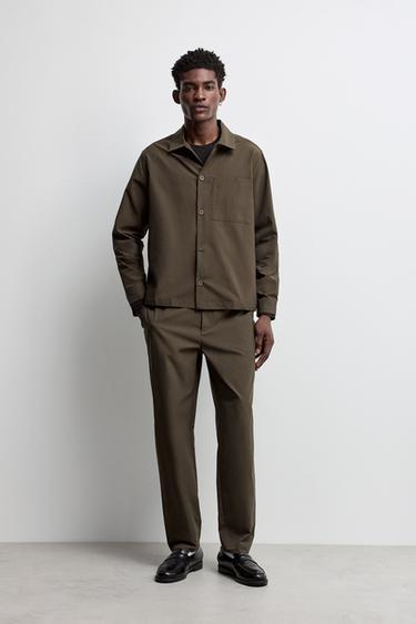 Button-Front Overshirt with Pocket — KHAKI 2