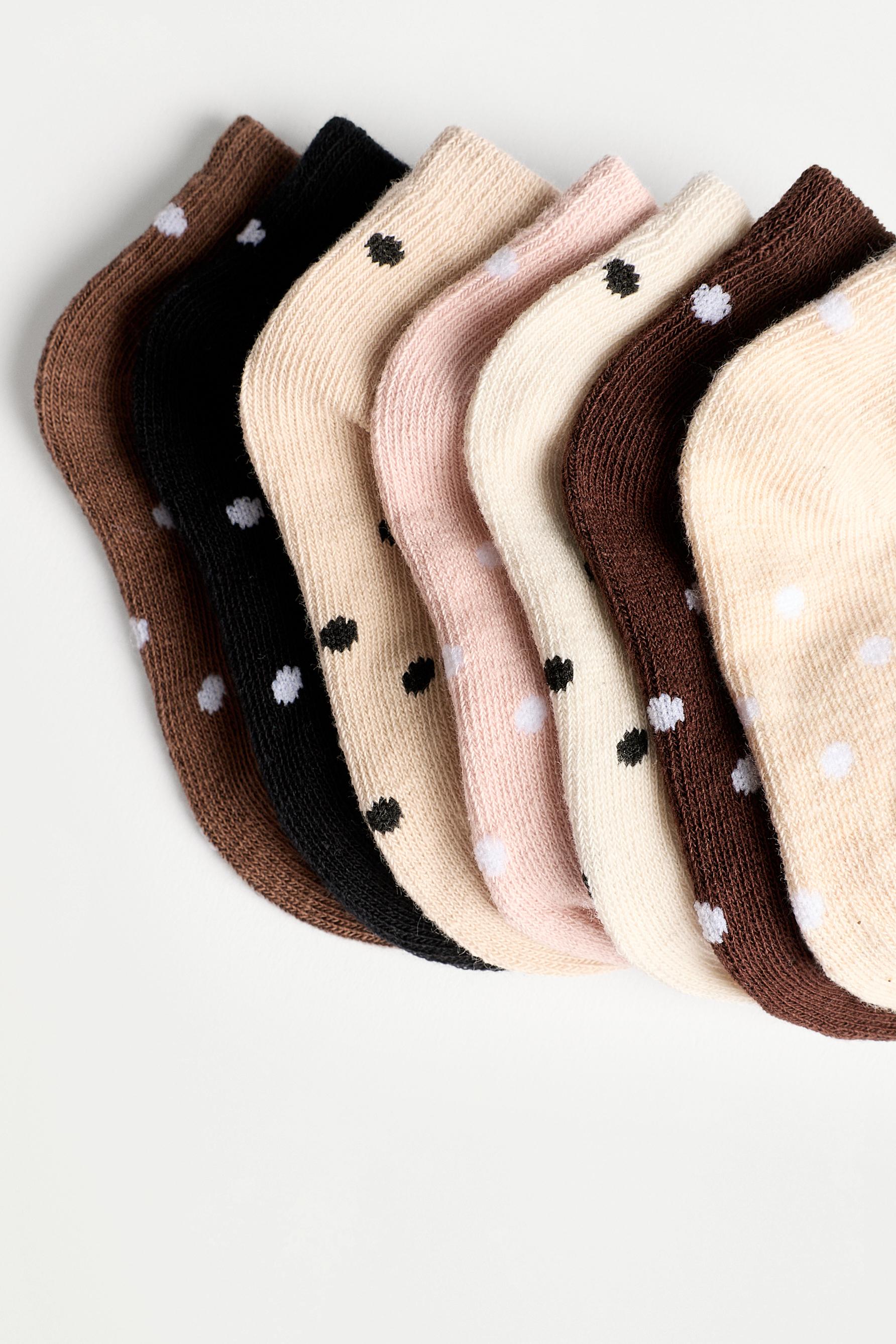 Polka dot ankle socks (7-pack) — BEIGE MARL