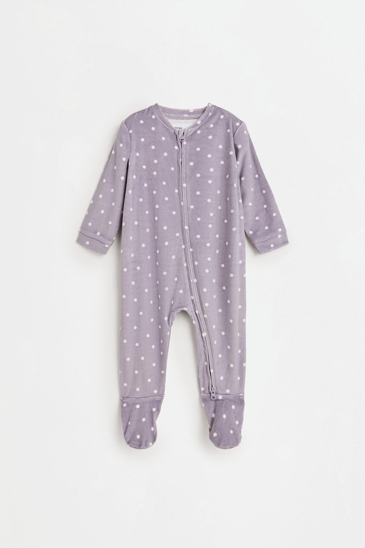 Printed Velour Footed Pajamas — LILAC