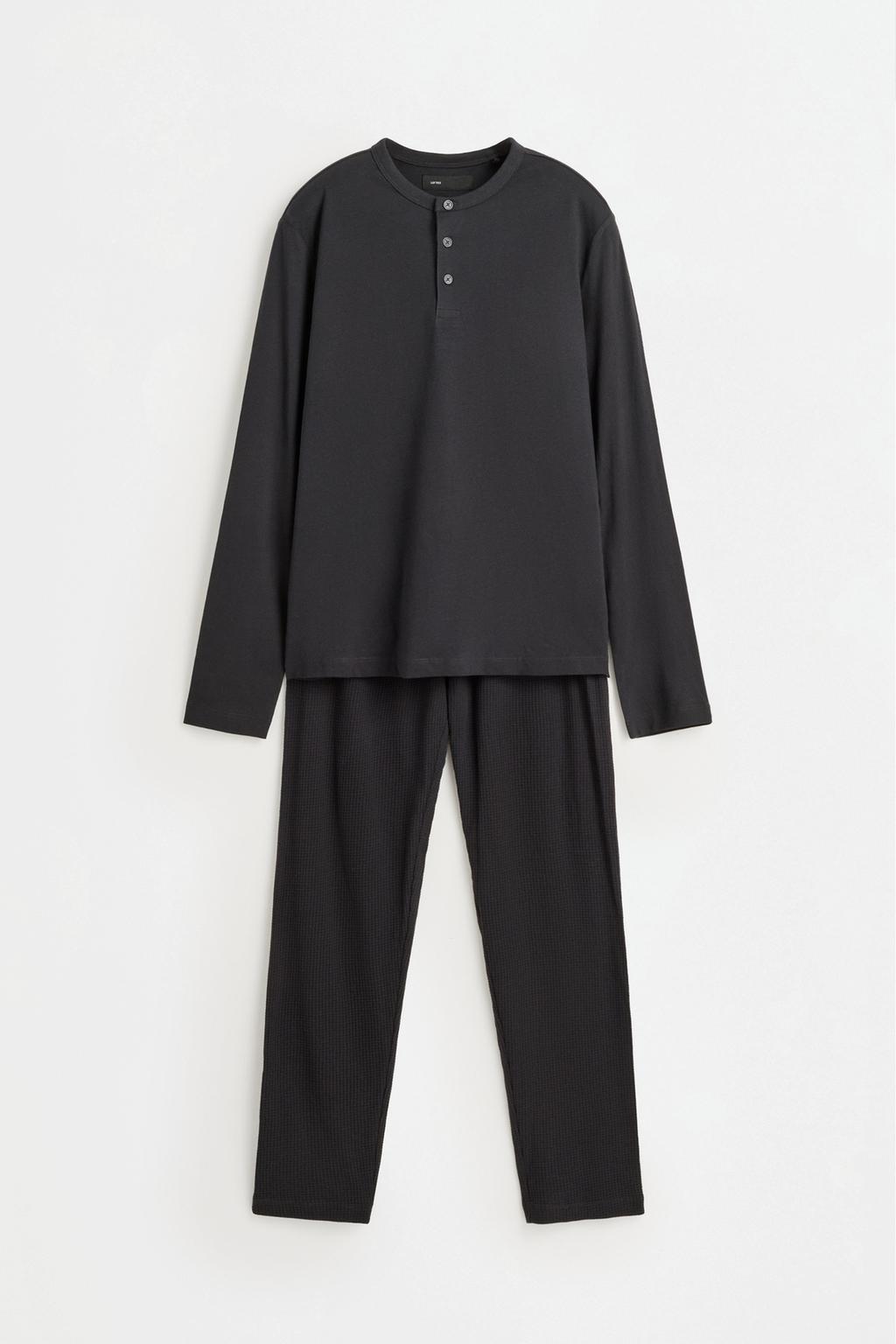 Lefties Waffle-knit henley long pyjamas