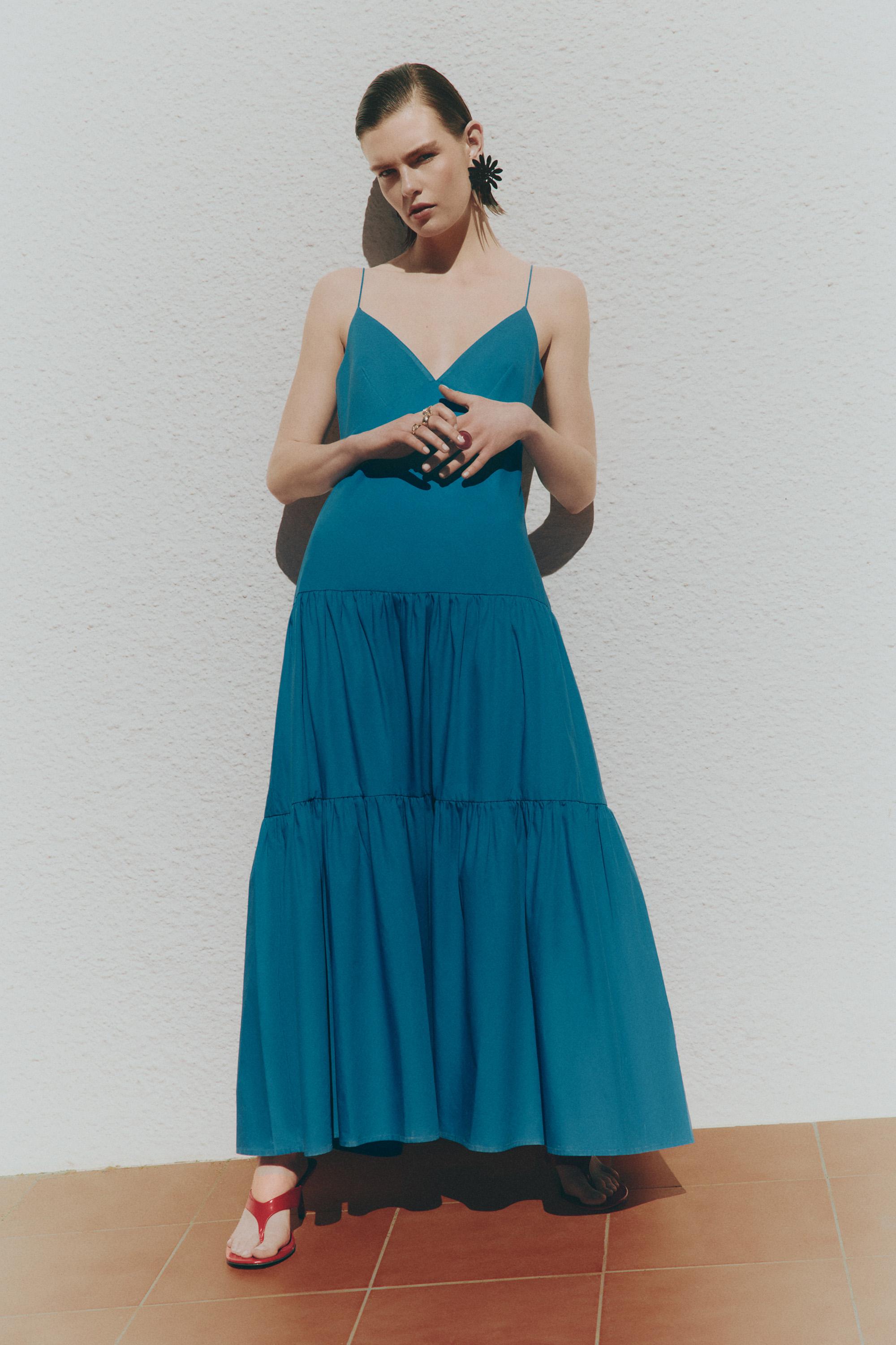 Midi dress with straps — DEEP BLUE
