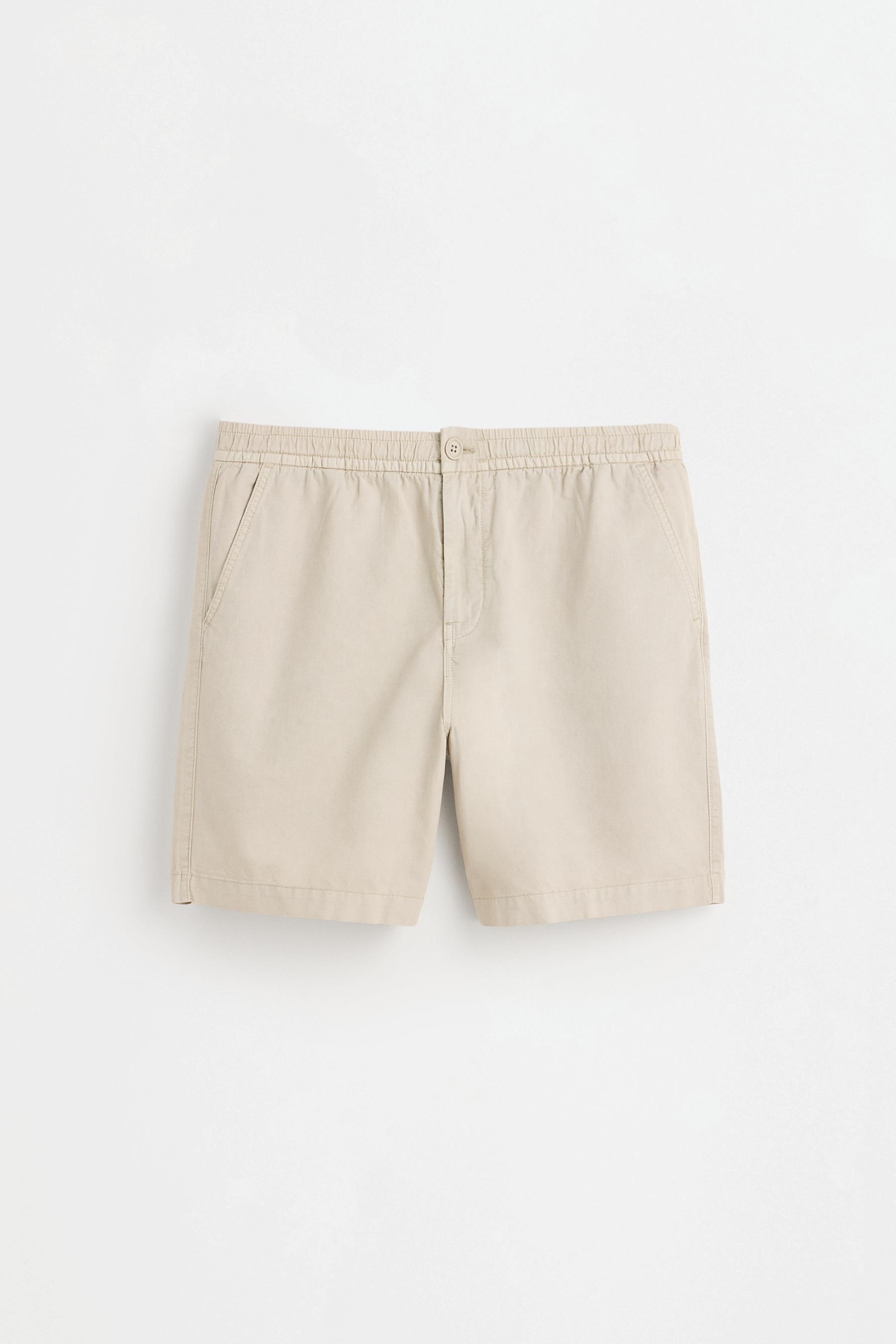 Linen blend jogger Bermuda shorts — BEIGE