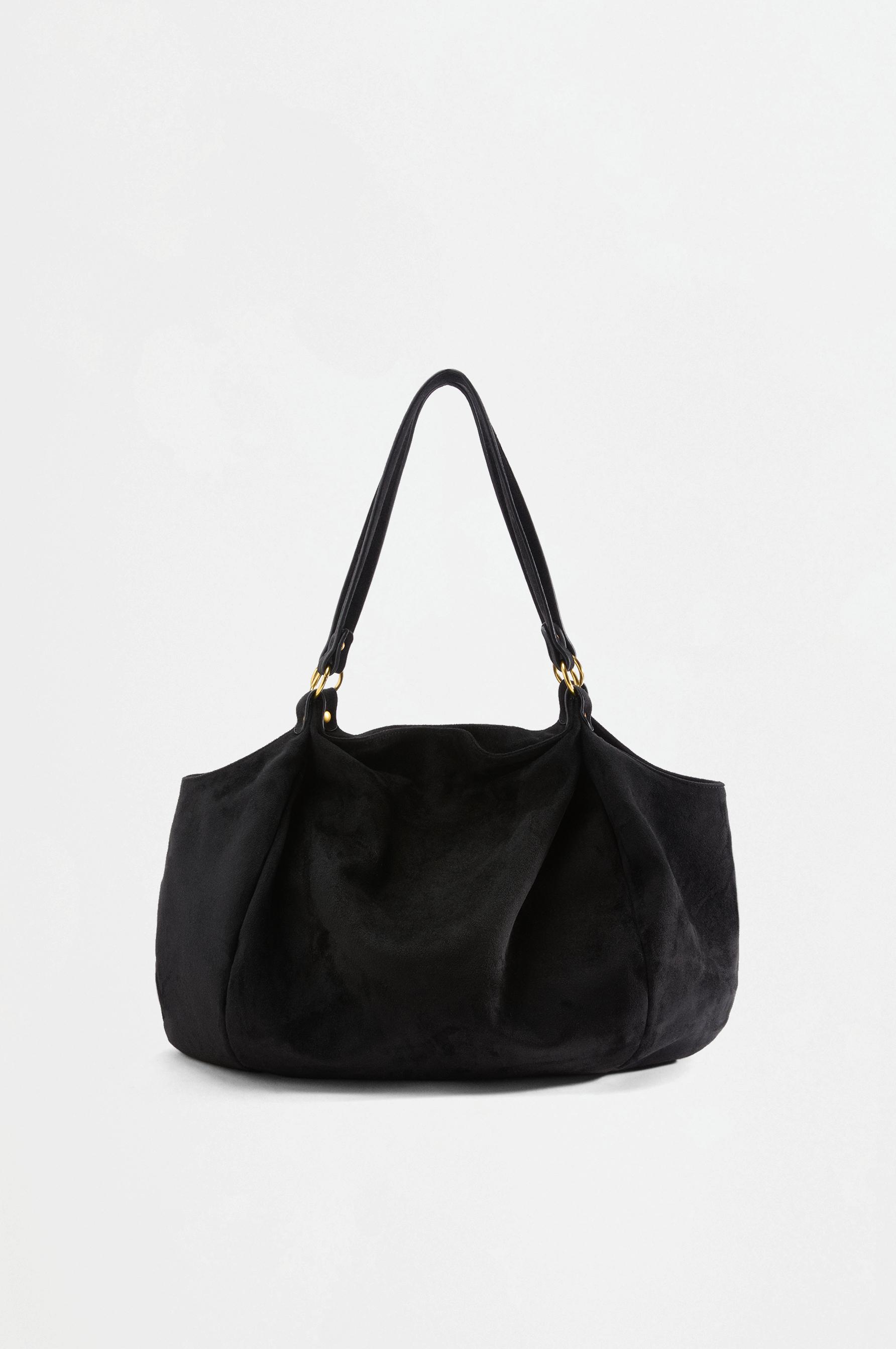 Faux suede tote bag — BLACK
