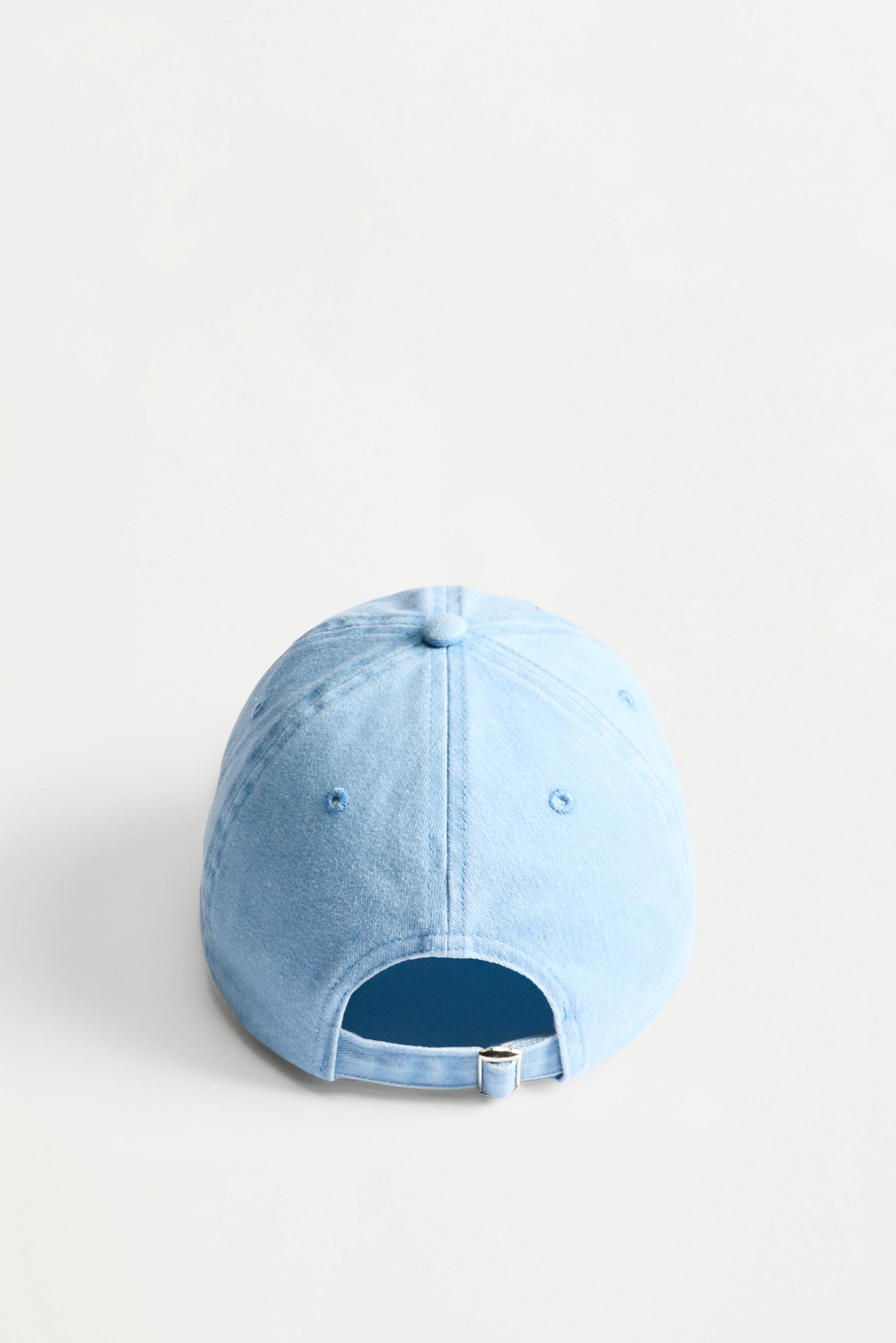 Faded-effect embroidered cap — SKY BLUE