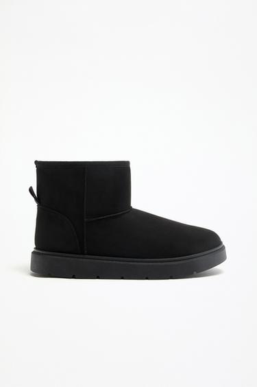 Flat fur ankle boots — BLACK 1