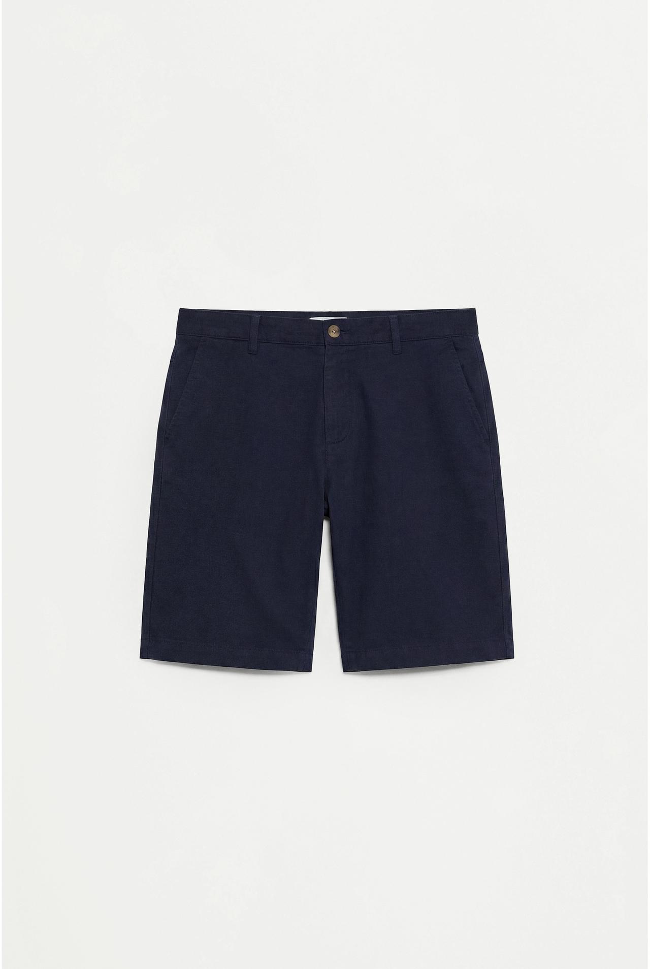 Cotton-linen chino Bermuda shorts — DARK BLUE