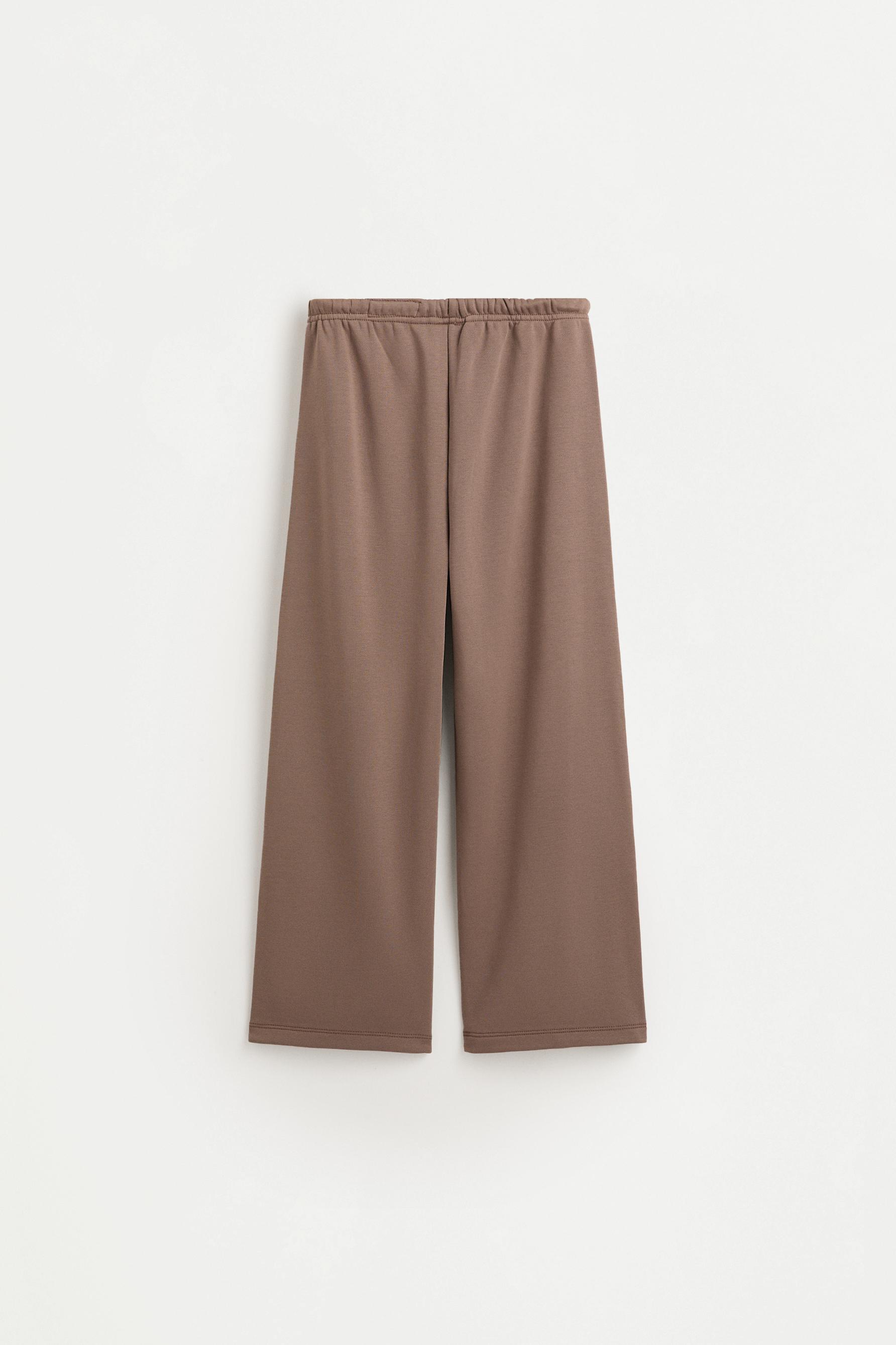 Wide-leg plush trousers — TAUPE BROWN