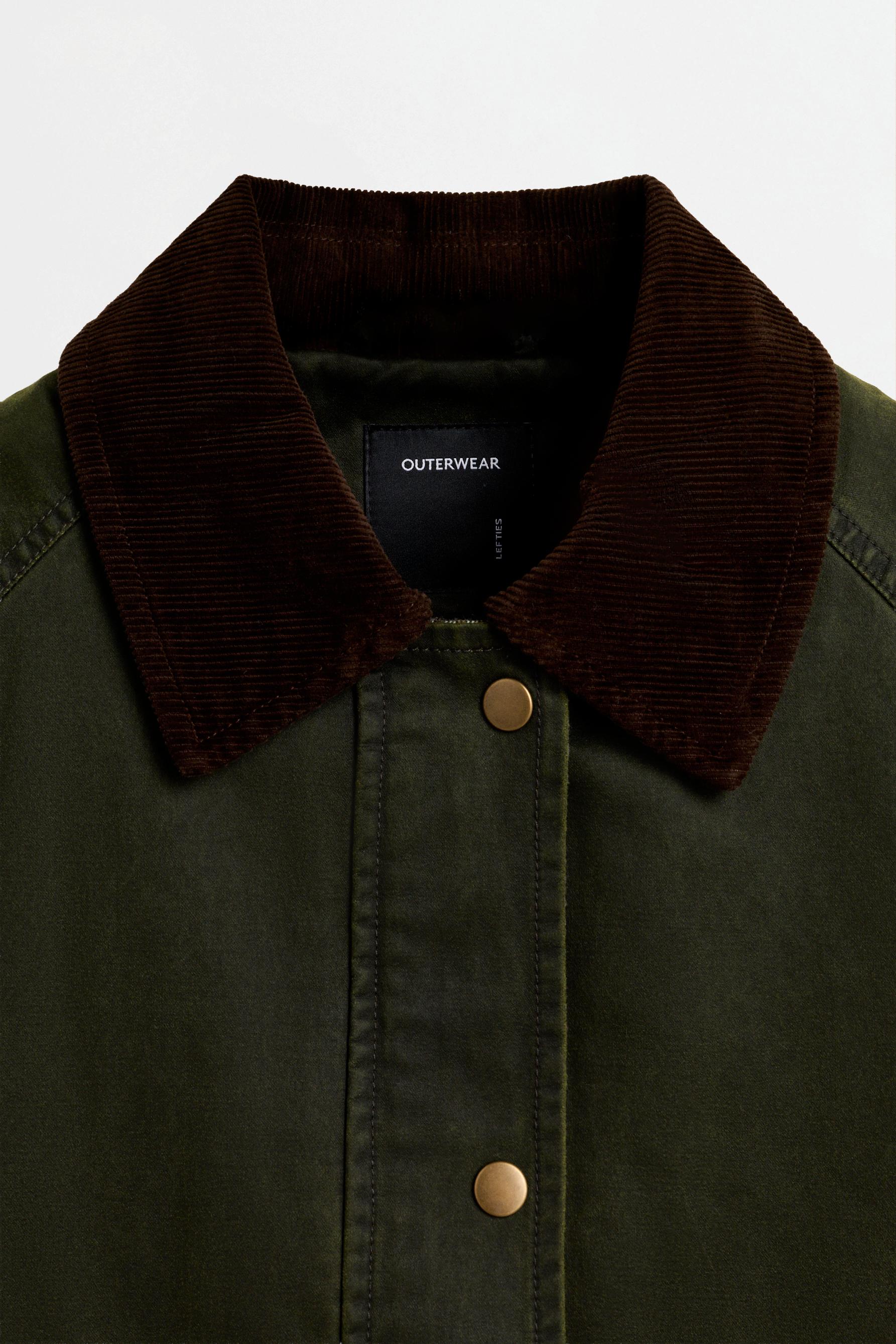 Waxed corduroy collar jacket — FADED GREEN