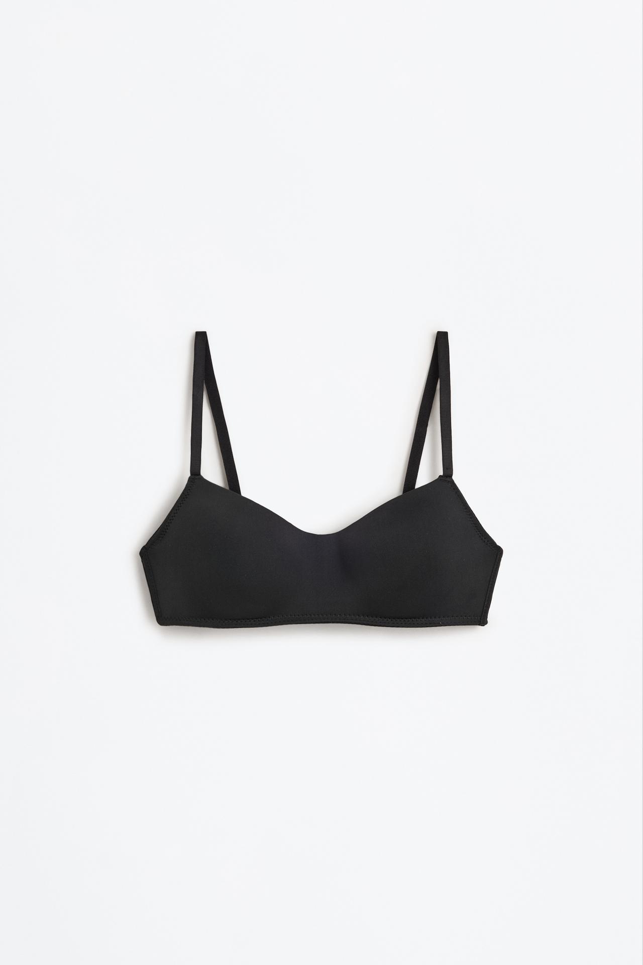 Microfibre pre-shaped bra — BLACK