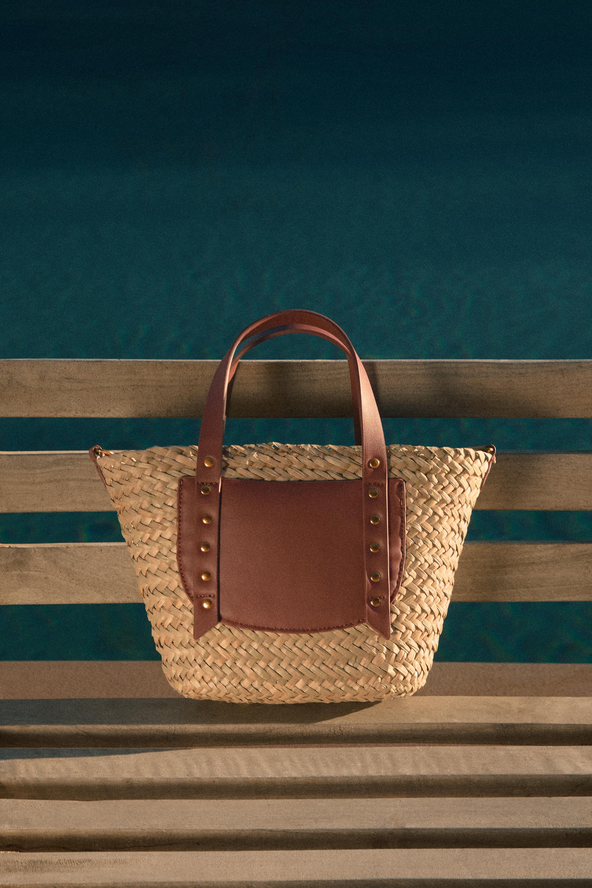 Mini jute crossbody tote — CAMEL