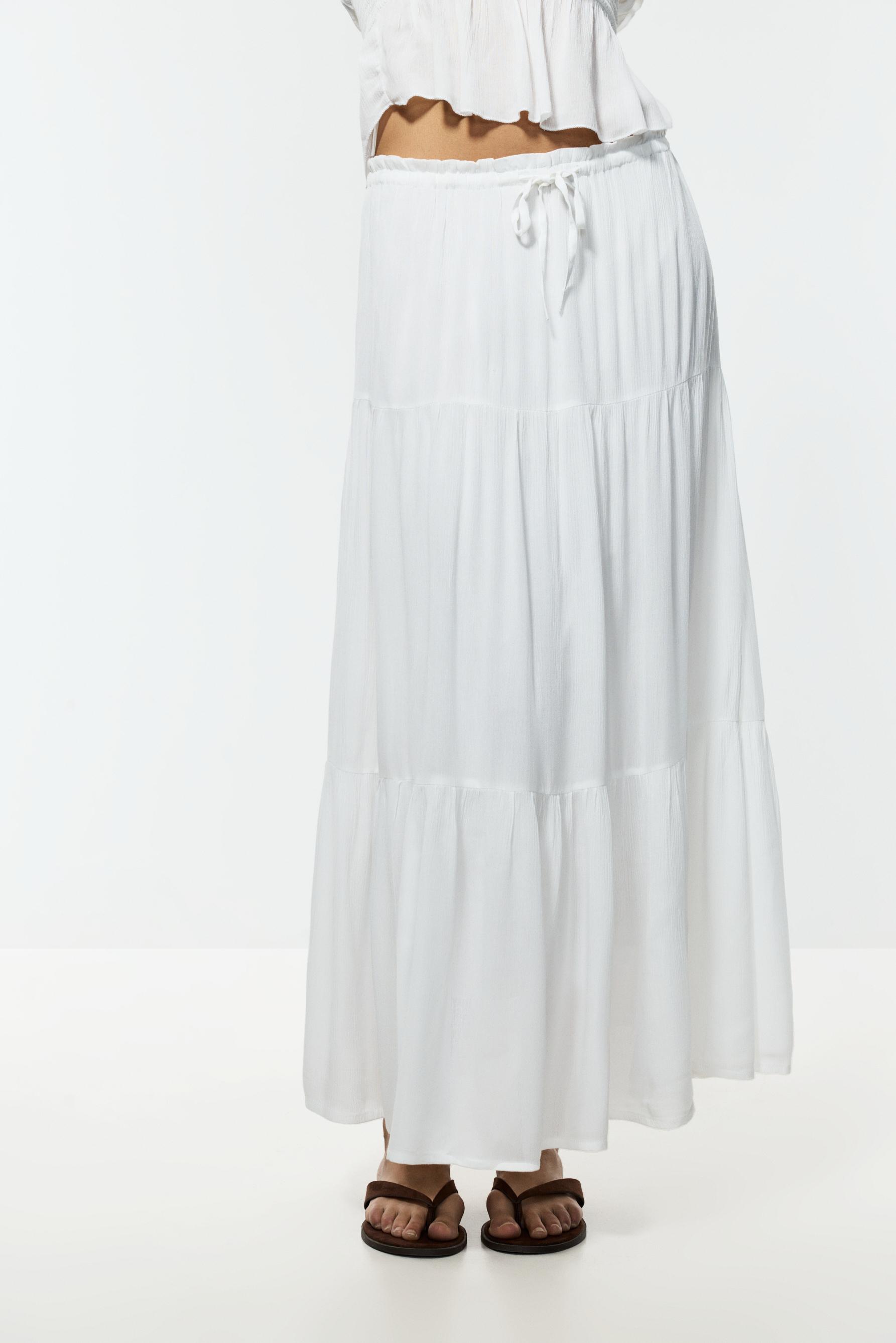 Basic textured midi skirt — WHITE