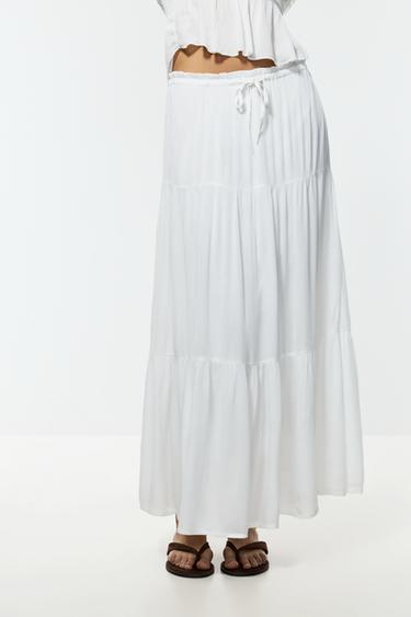 Basic textured midi skirt — WHITE 2