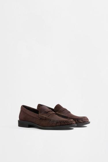 Faux suede loafer-style shoe — BROWN 2