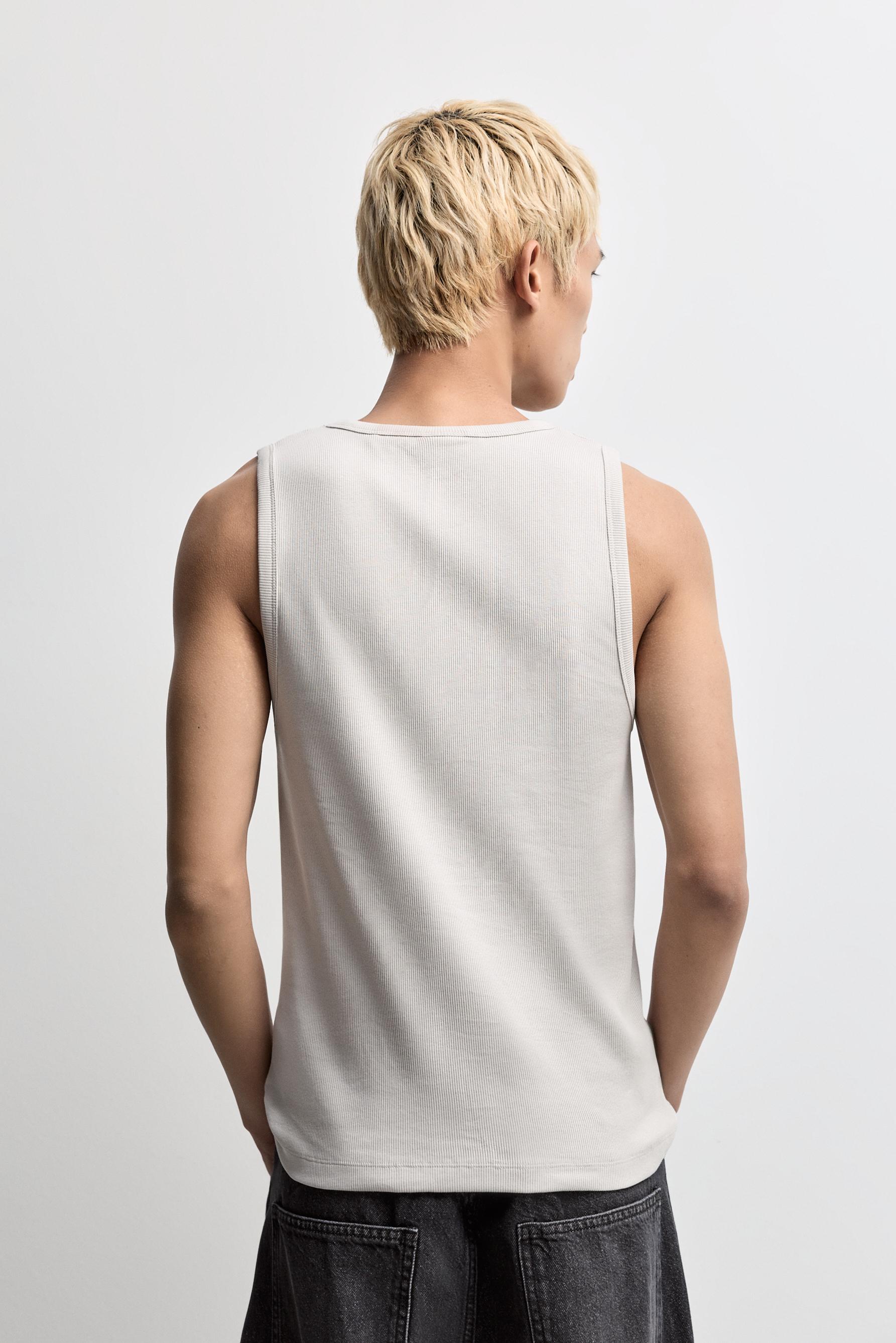 Text print vest top — STEEL