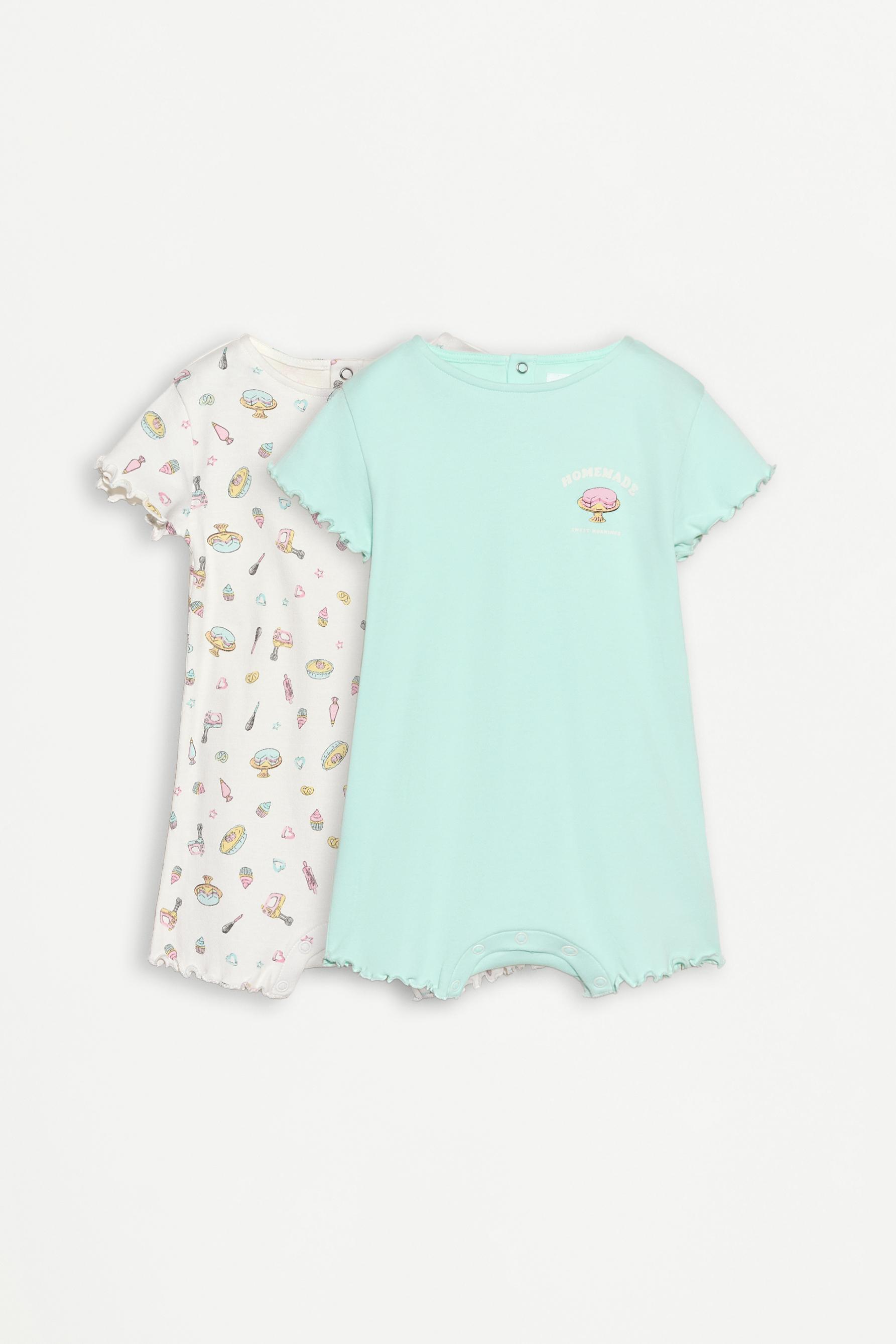 2-pack of short one-piece pyjamas — MEDIUM TURQUOISE